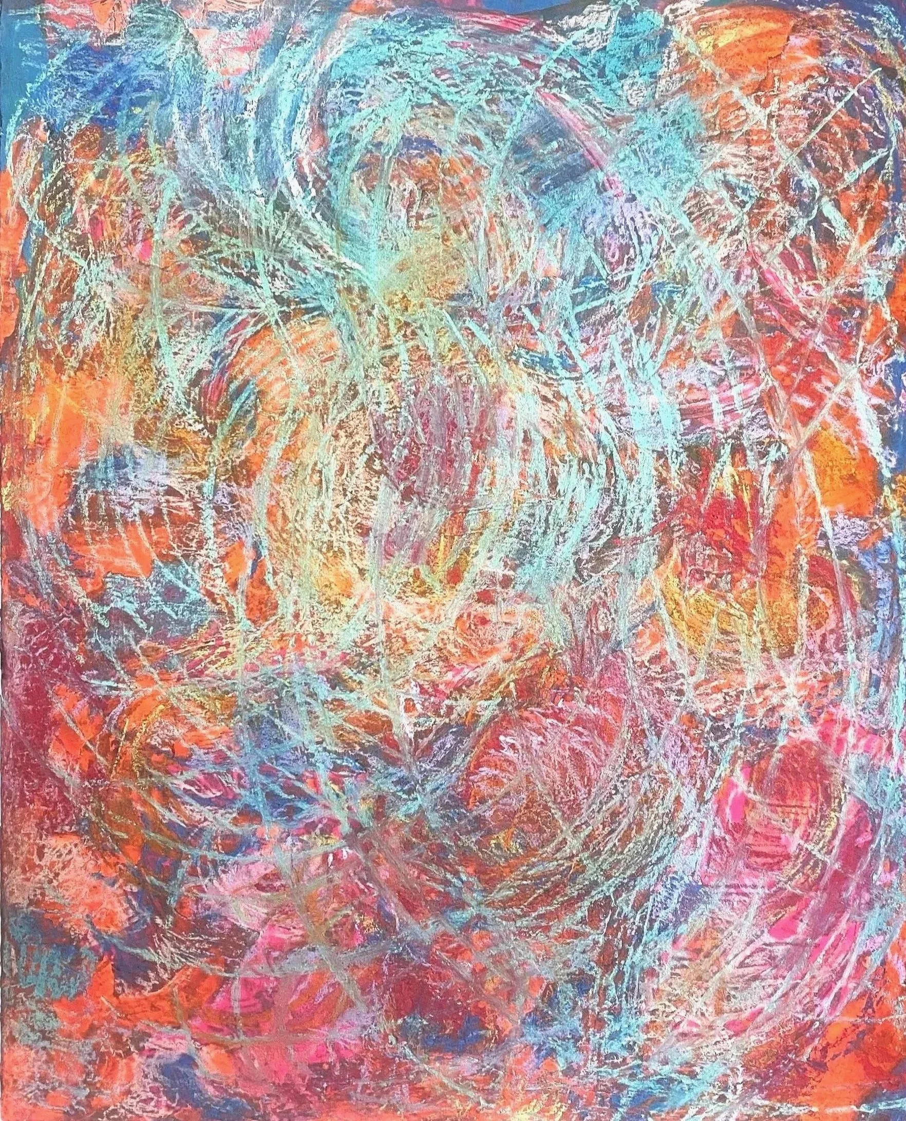 Vibes - Pastell on wood, 31x24 cm