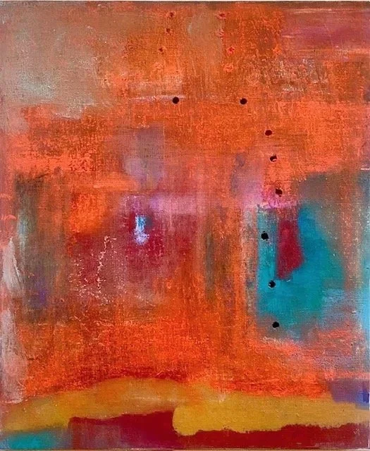 Orange Rizz - Acryl on wood, 25 x 21 cm