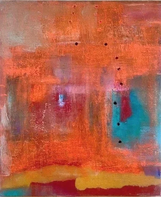 Orange Rizz - Acryl on wood, 25 x 21 cm