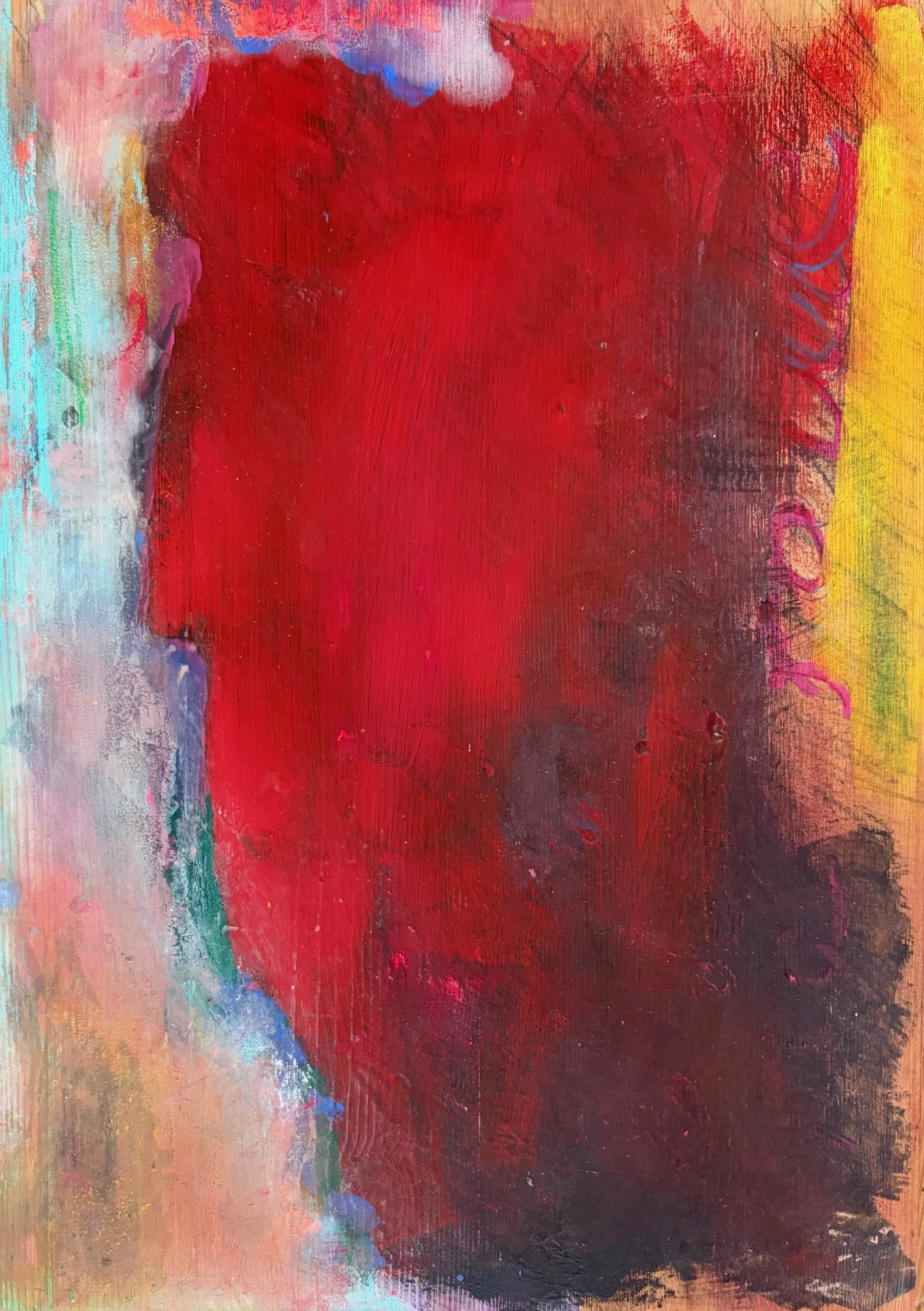 Passaggio-  Acryl and pastel on wood, 43,5 x 29 cm
