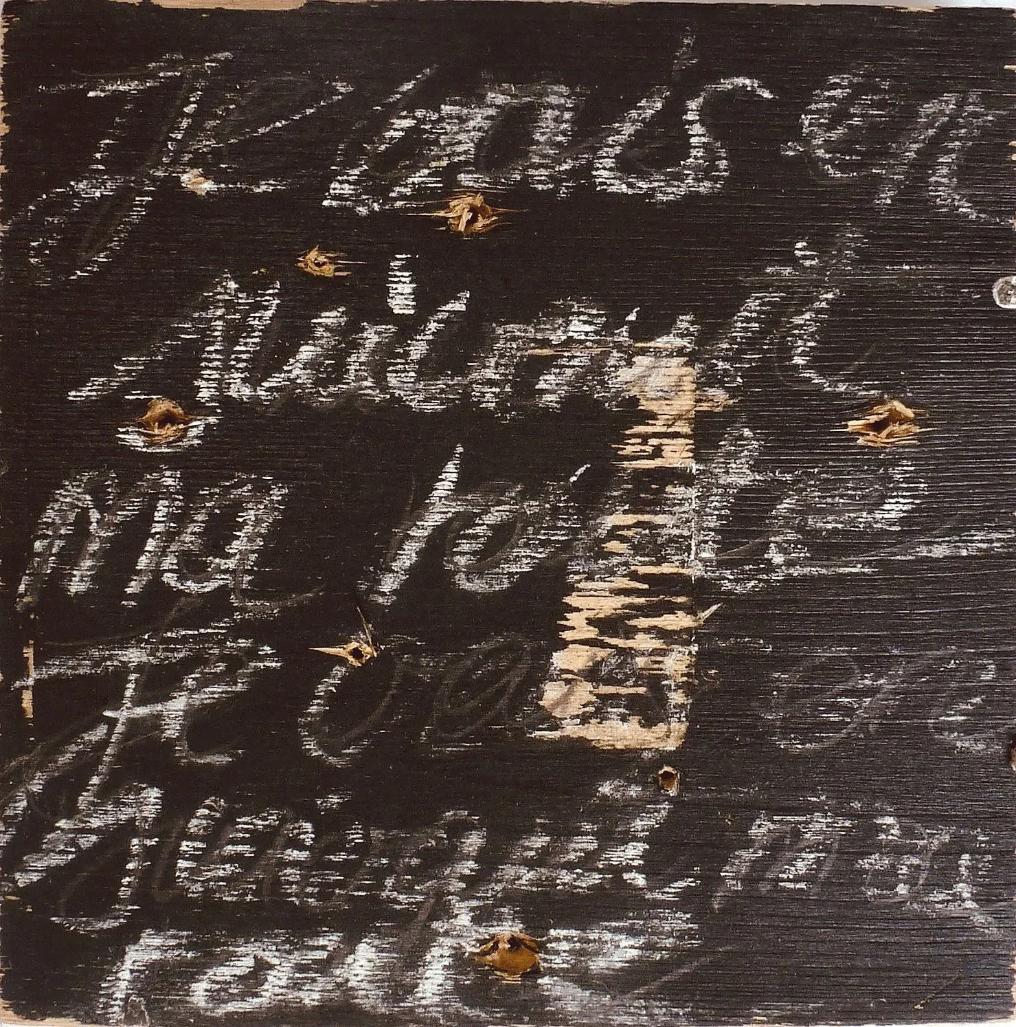 Je vais an suivant ma route - Chalk and Acryl on wood, 15 x 15 cm