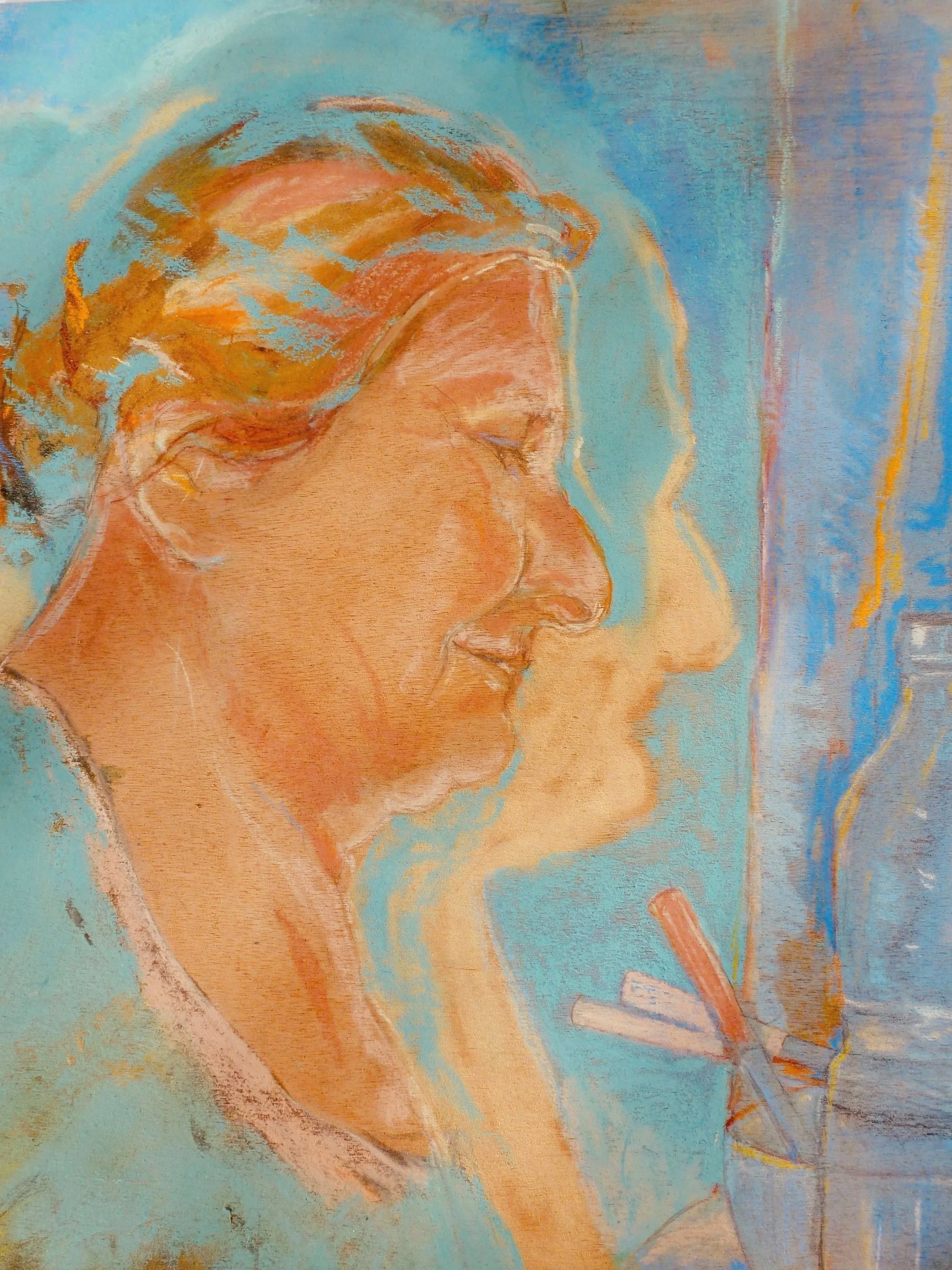 Zia Teresa - Chalk and Acryl on wood, 40x35 cm