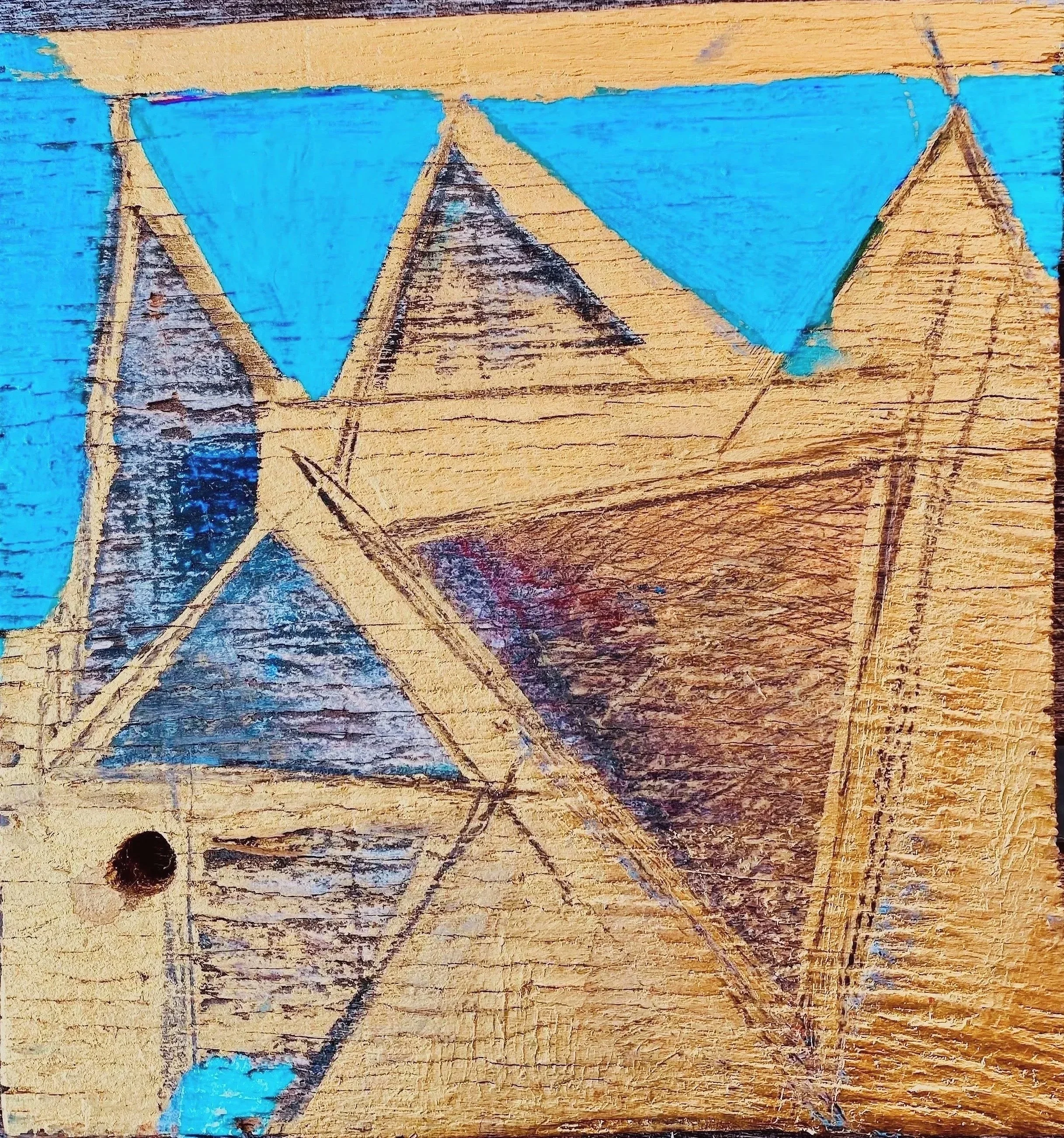 Tri- Angoli - Acryl und Bleistift auf Holz, 13x12 cm