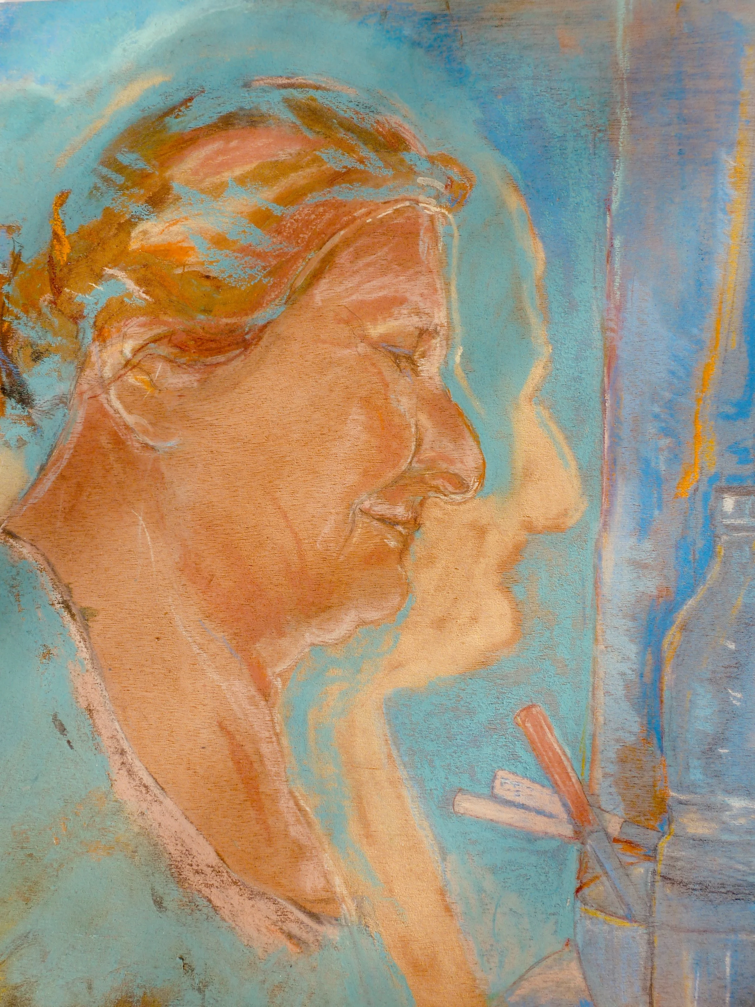 Zia Teresa - Chalk and Acryl on wood, 40x35 cm