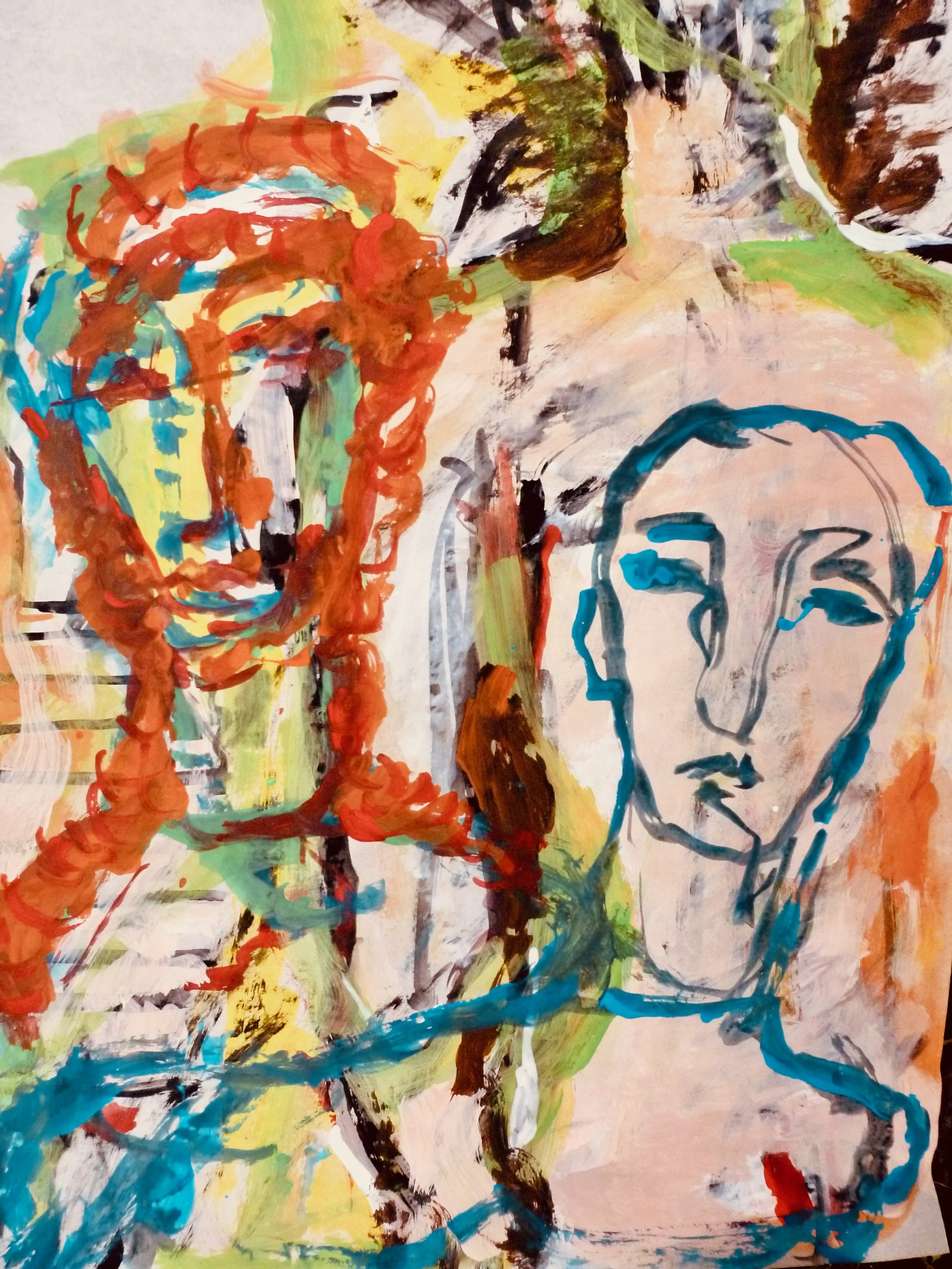 I gemelli, acrilico su carta, 50 x 40 cm