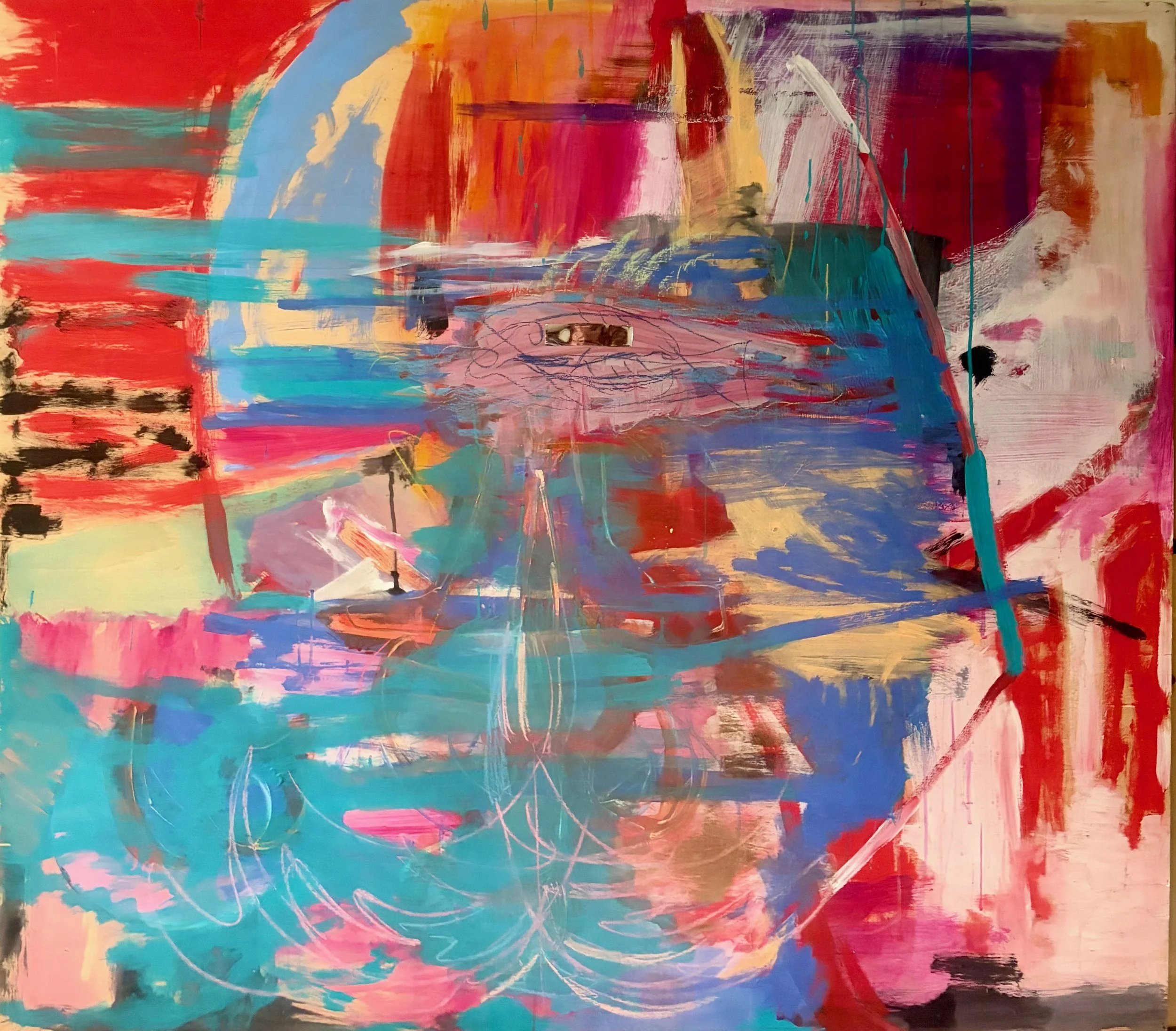 Learn to look forward - Acryl on Wood- 
1,80 x 2,00  m