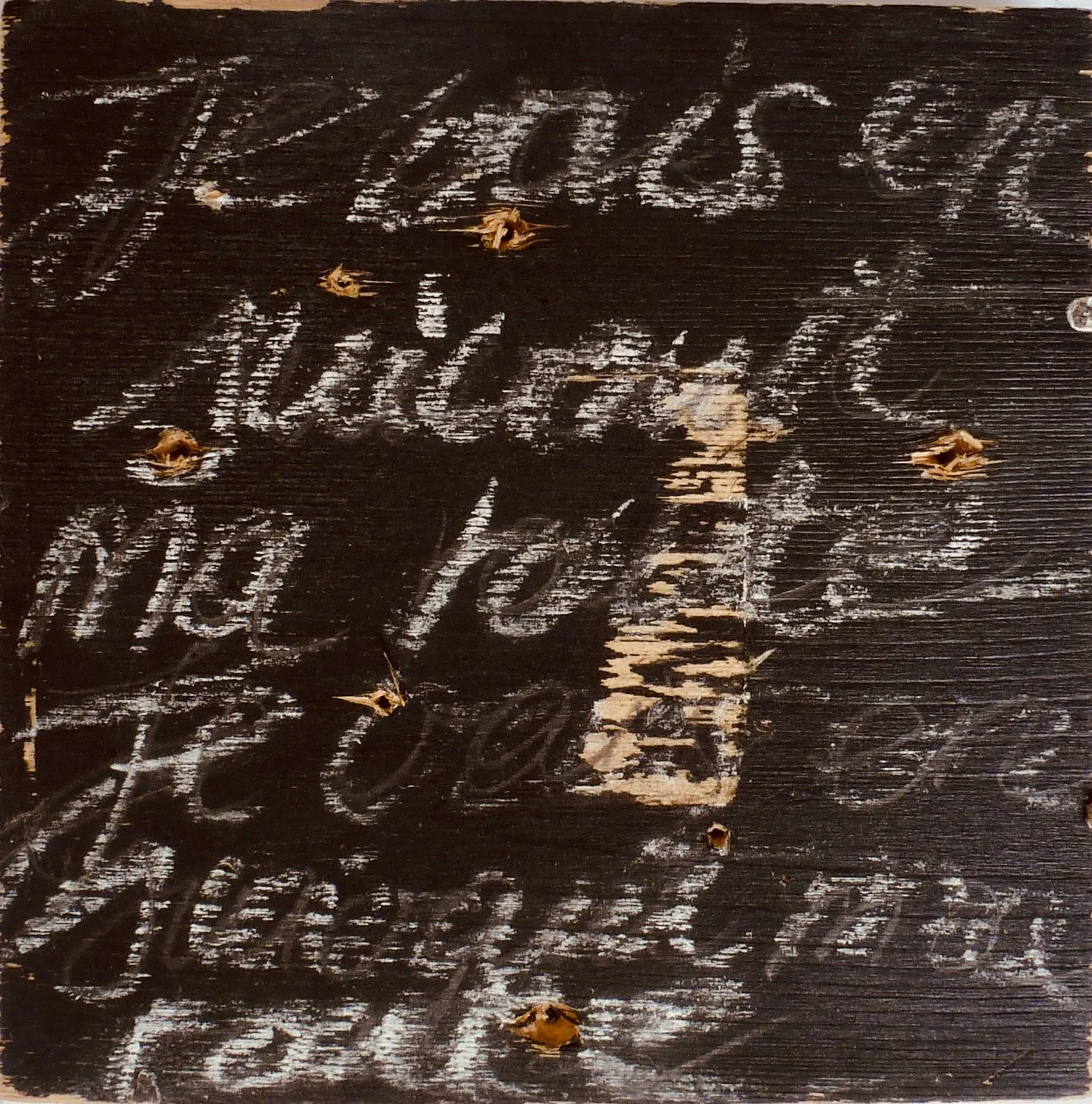 Je vais an suivant ma route - Chalk and Acryl on wood, 15 x 15 cm