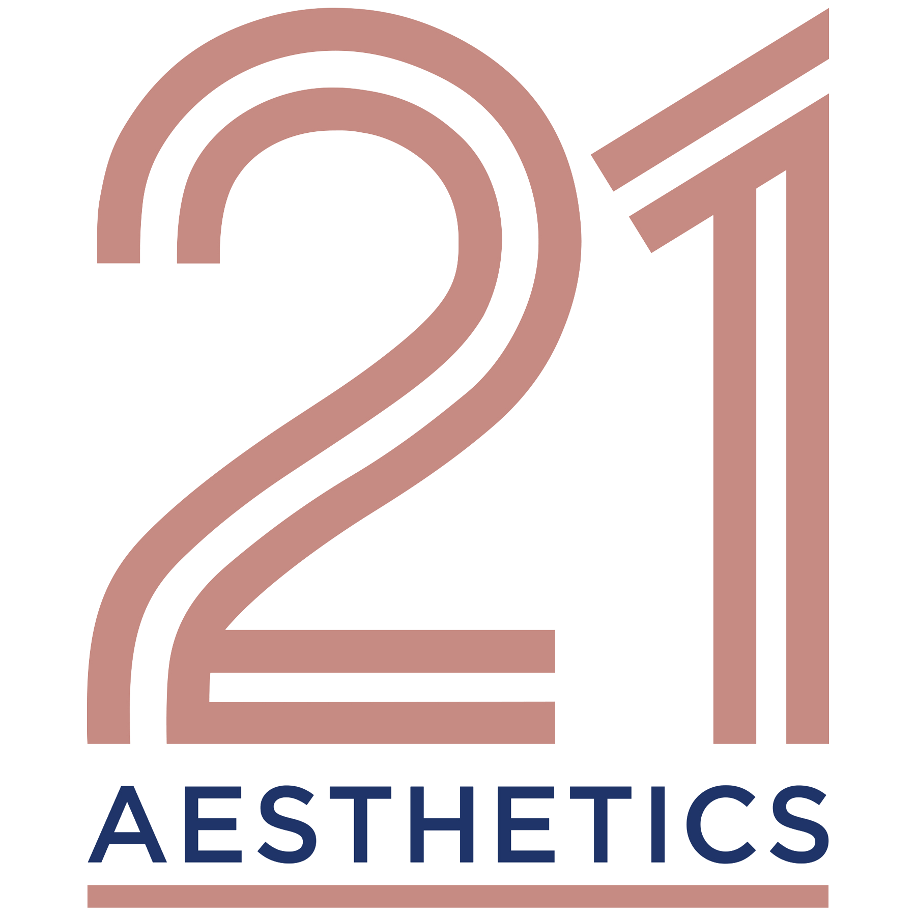 Logo with stylized number 21 and the word "Aesthetics."
