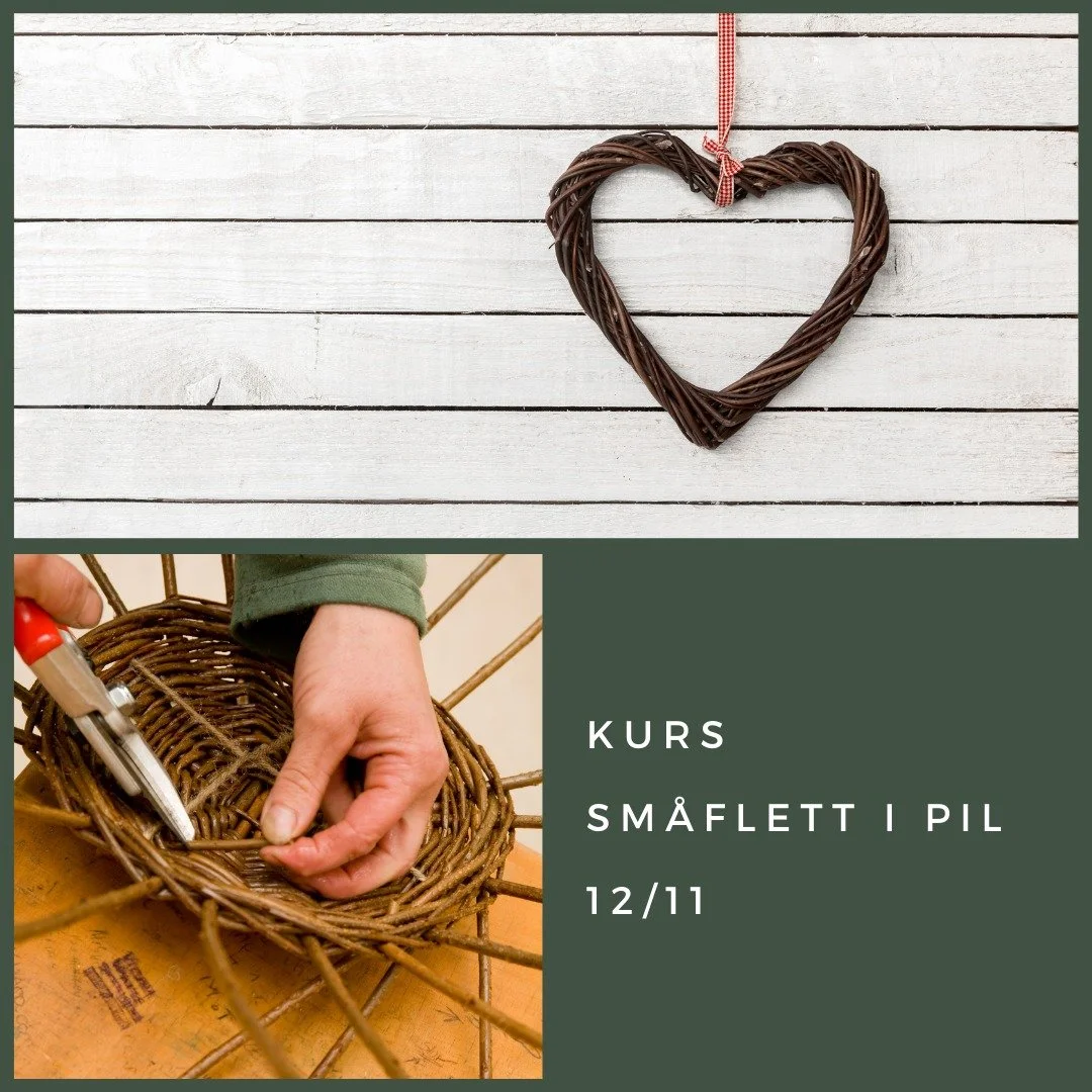 Velkommen til kurs - pilfletting til jul!
Se bilder og hjemmesiden for informasjon og p&aring;melding https://lorenskog-husflidslag.no/