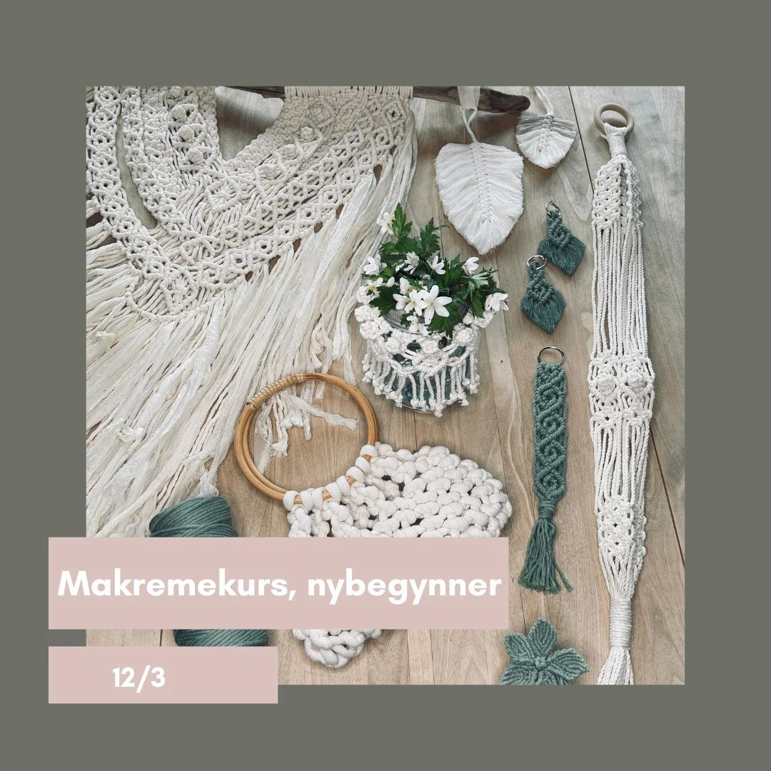 Velkommen til kurs! Se bilder og hjemmesiden for mer informasjon.
P&aring;melding via www.lorenskog-husflidslag.no

@makramehuset