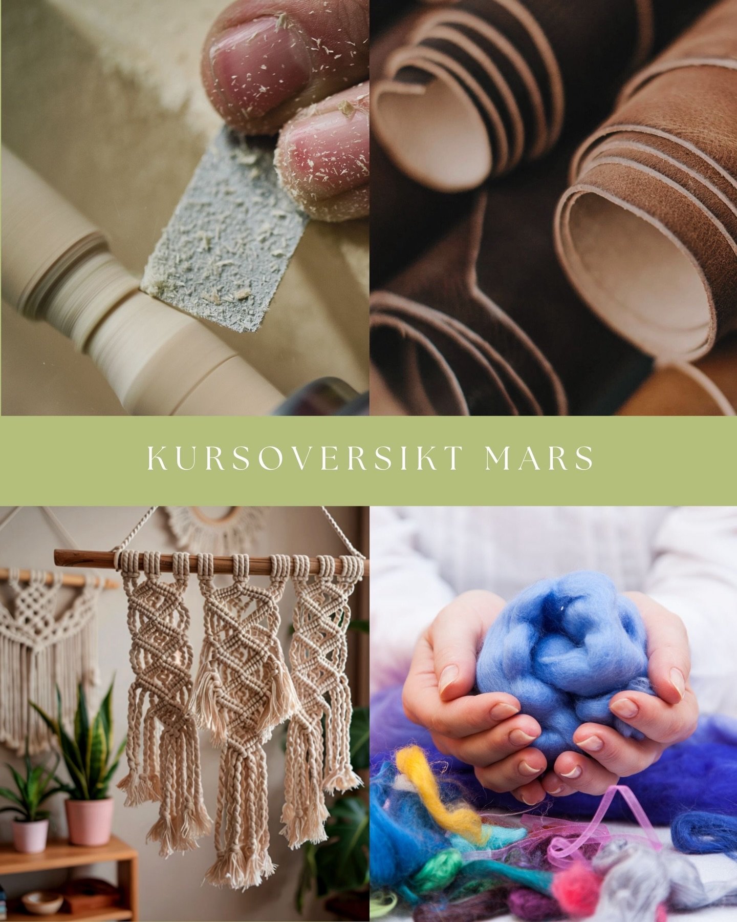 Det er s&aring; mage fine kurs du kan melde deg p&aring; i mars! Bli med &aring; l&aelig;r noe nytt n&aring; som v&aring;ren endelig er her 💛
