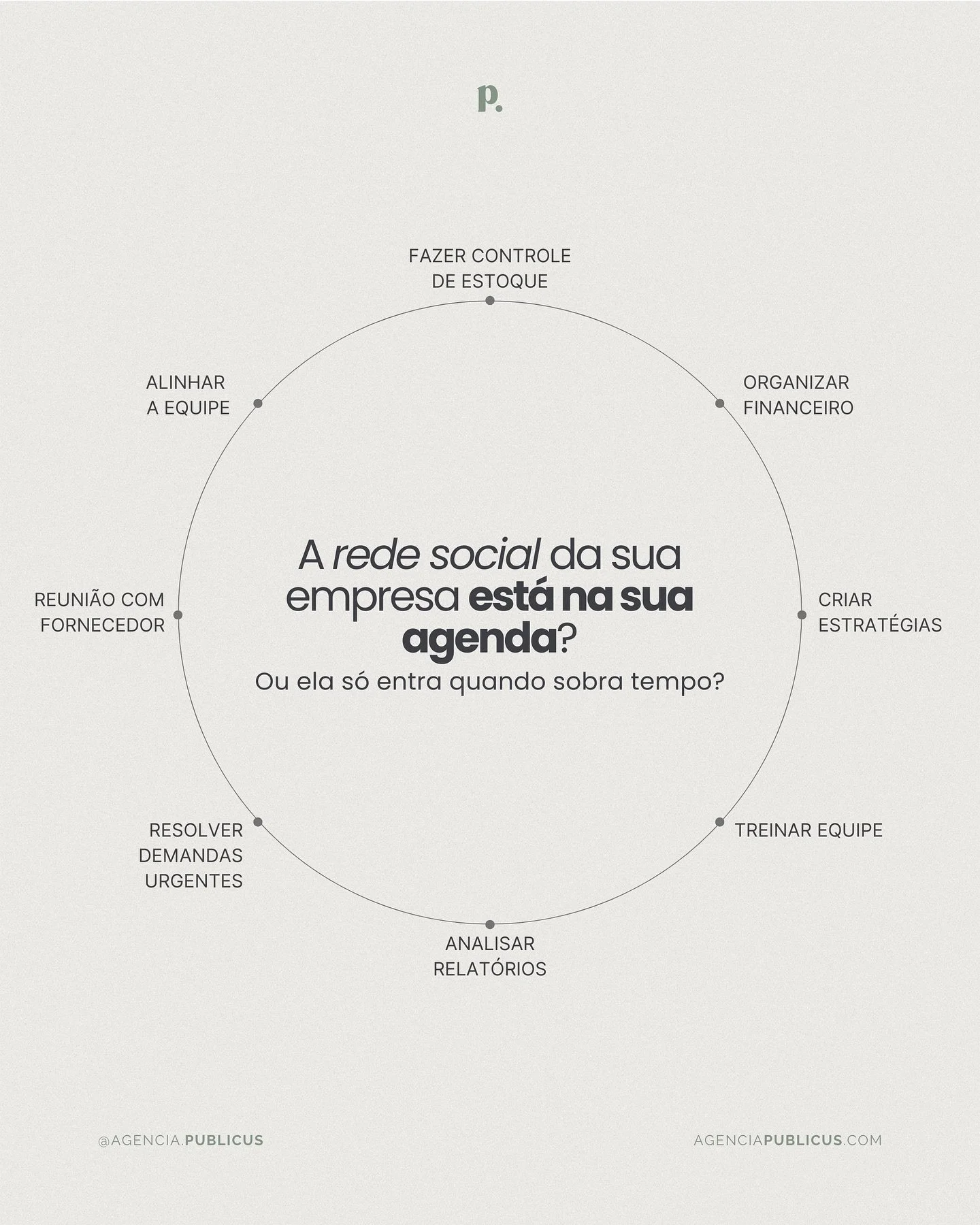 Voc&ecirc; dedica tempo, energia e estrat&eacute;gia pra tudo no seu neg&oacute;cio, menos para a imagem da sua marca nas redes sociais. 😬

A verdade &eacute; que o que n&atilde;o est&aacute; na sua agenda, n&atilde;o est&aacute; nas suas prioridade