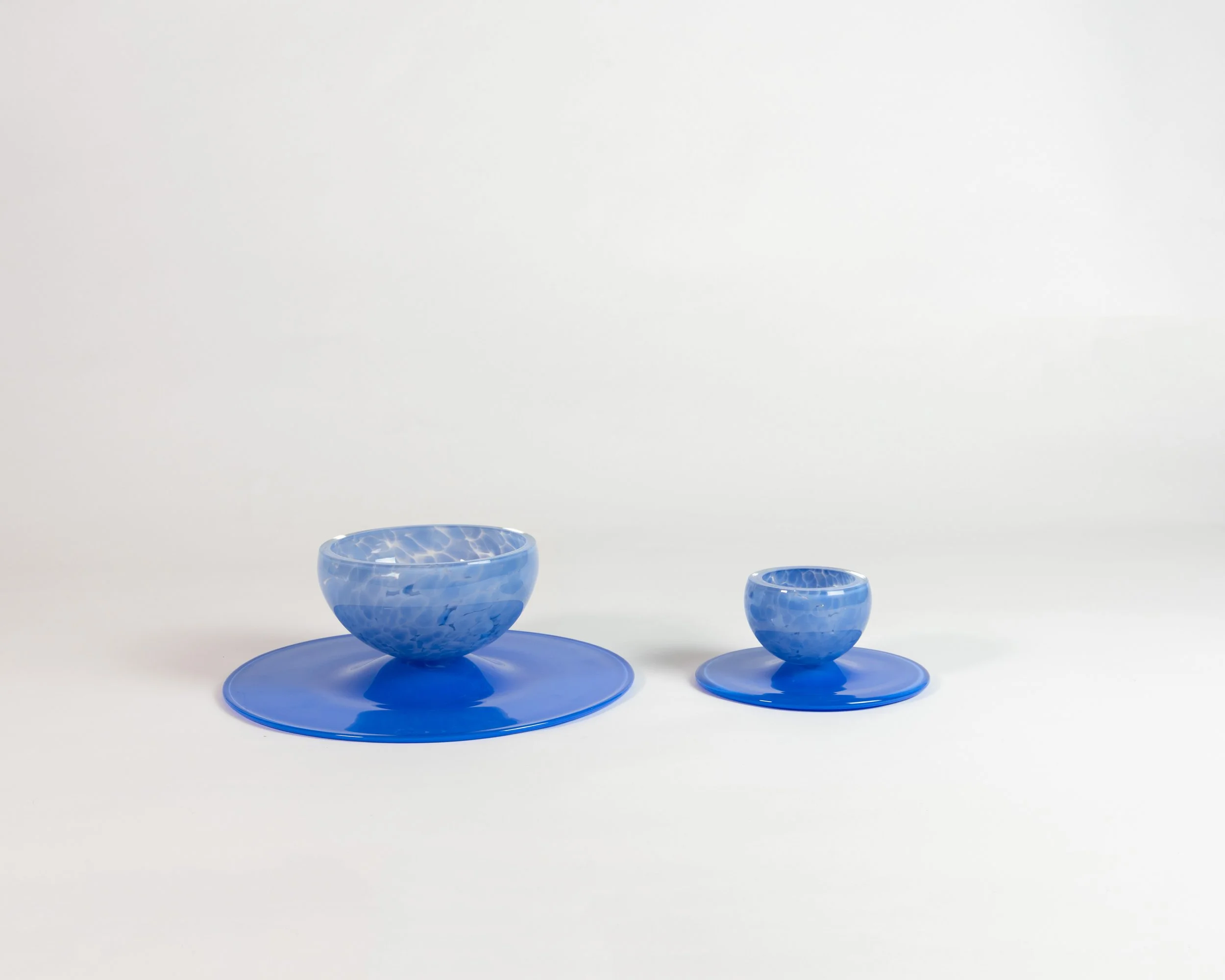 Cake Stand, handmade glass, seascape colour, mini and regular size
