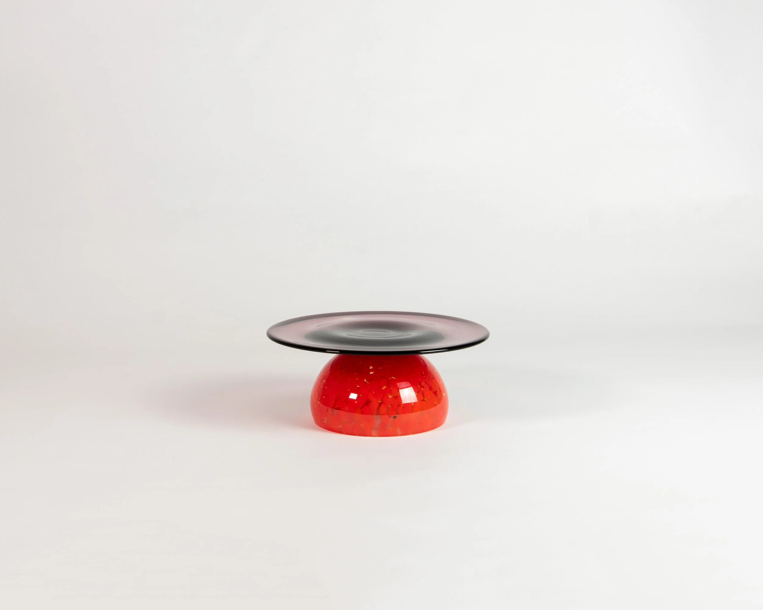 Cake Stand, handmade glass, Meadow colour, regular size