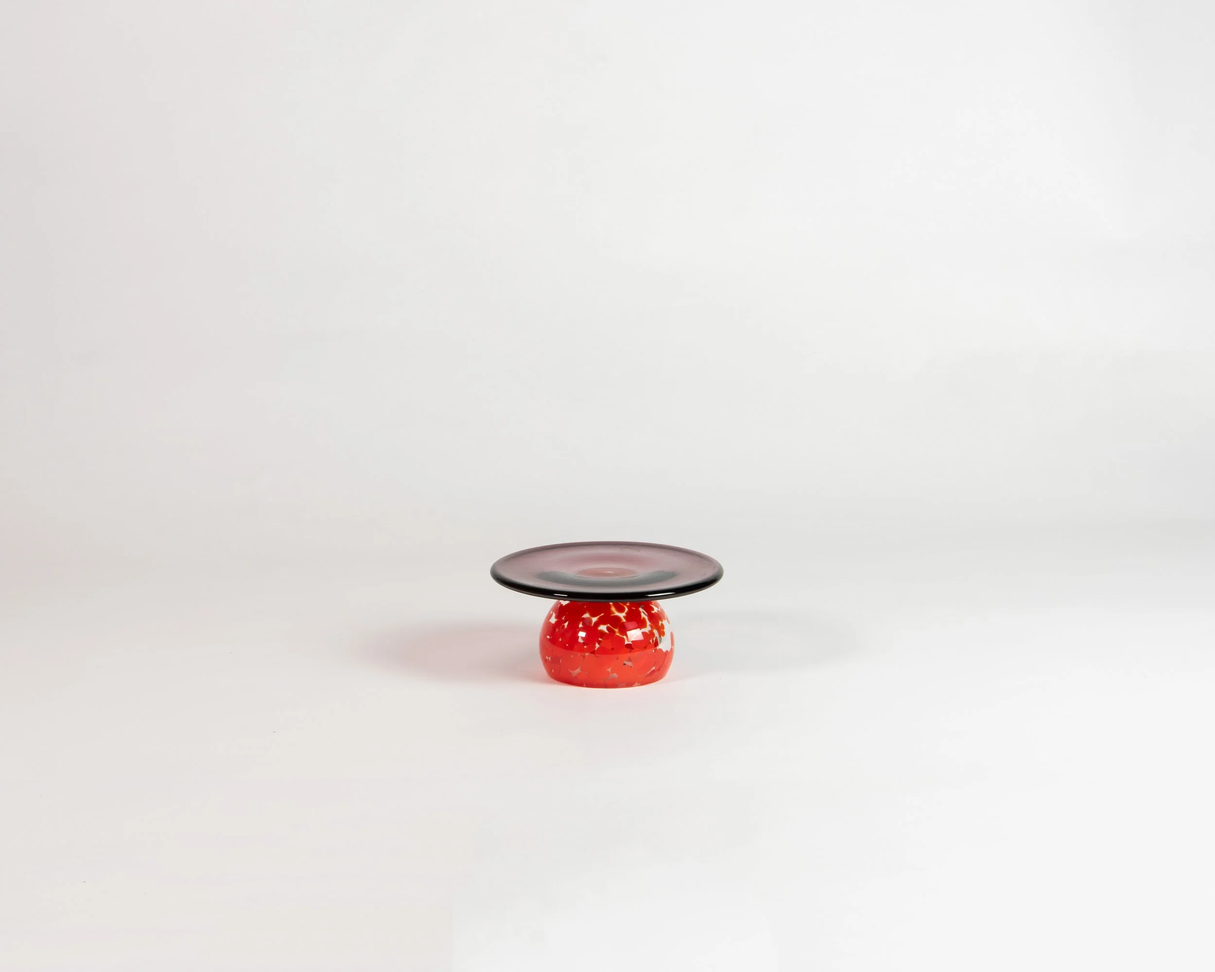 Cake Stand, handmade glass, Meadow colour, mini size