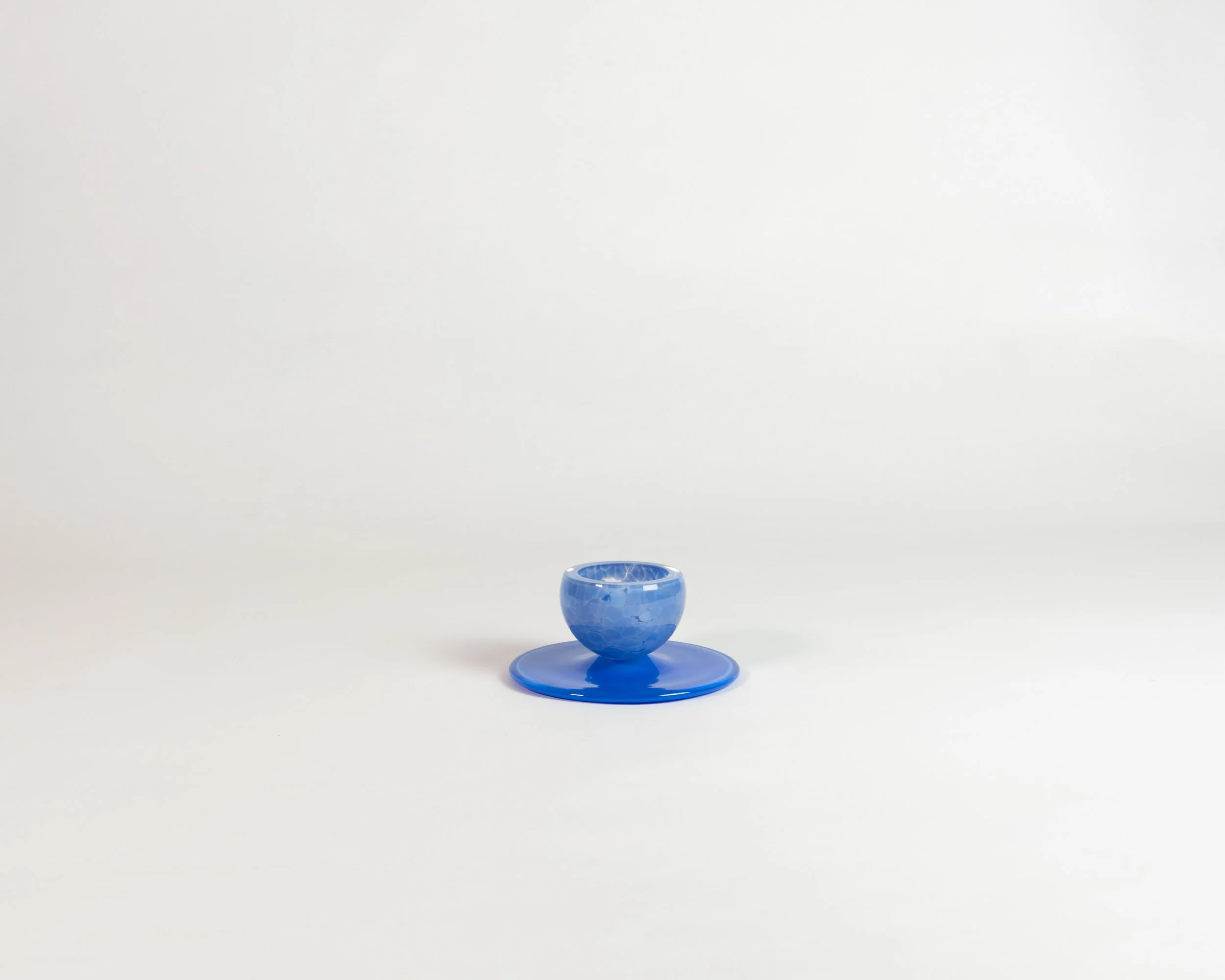 Cake Stand, handmade glass, seascape colour, mini size