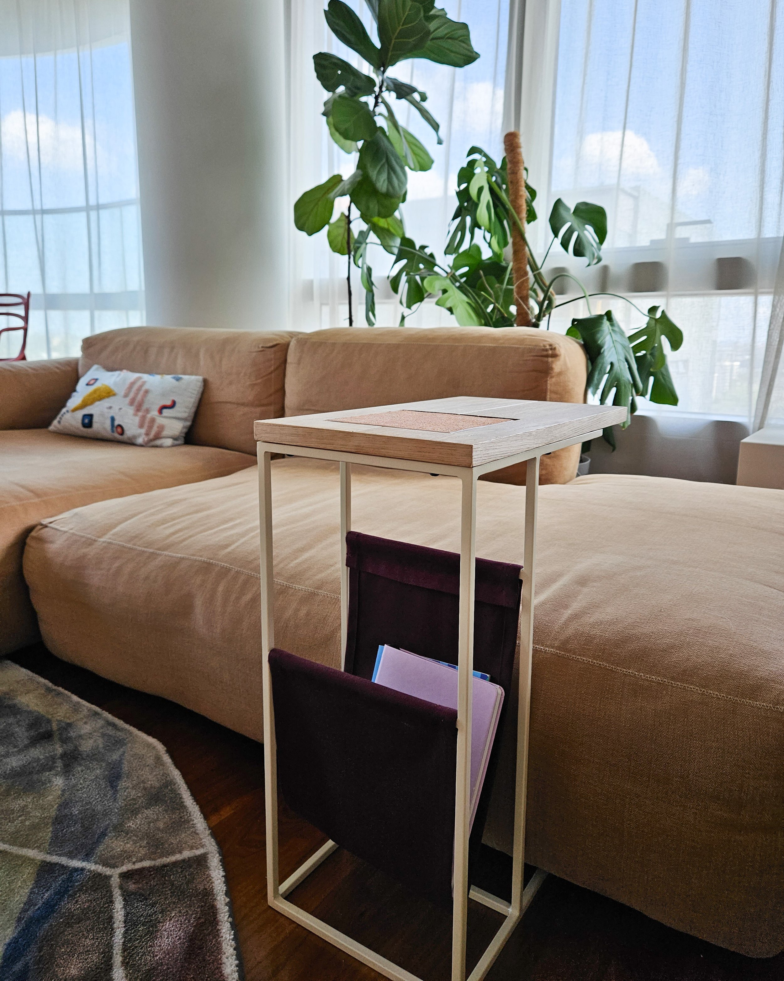 Side table made with Solid floor engineered timber