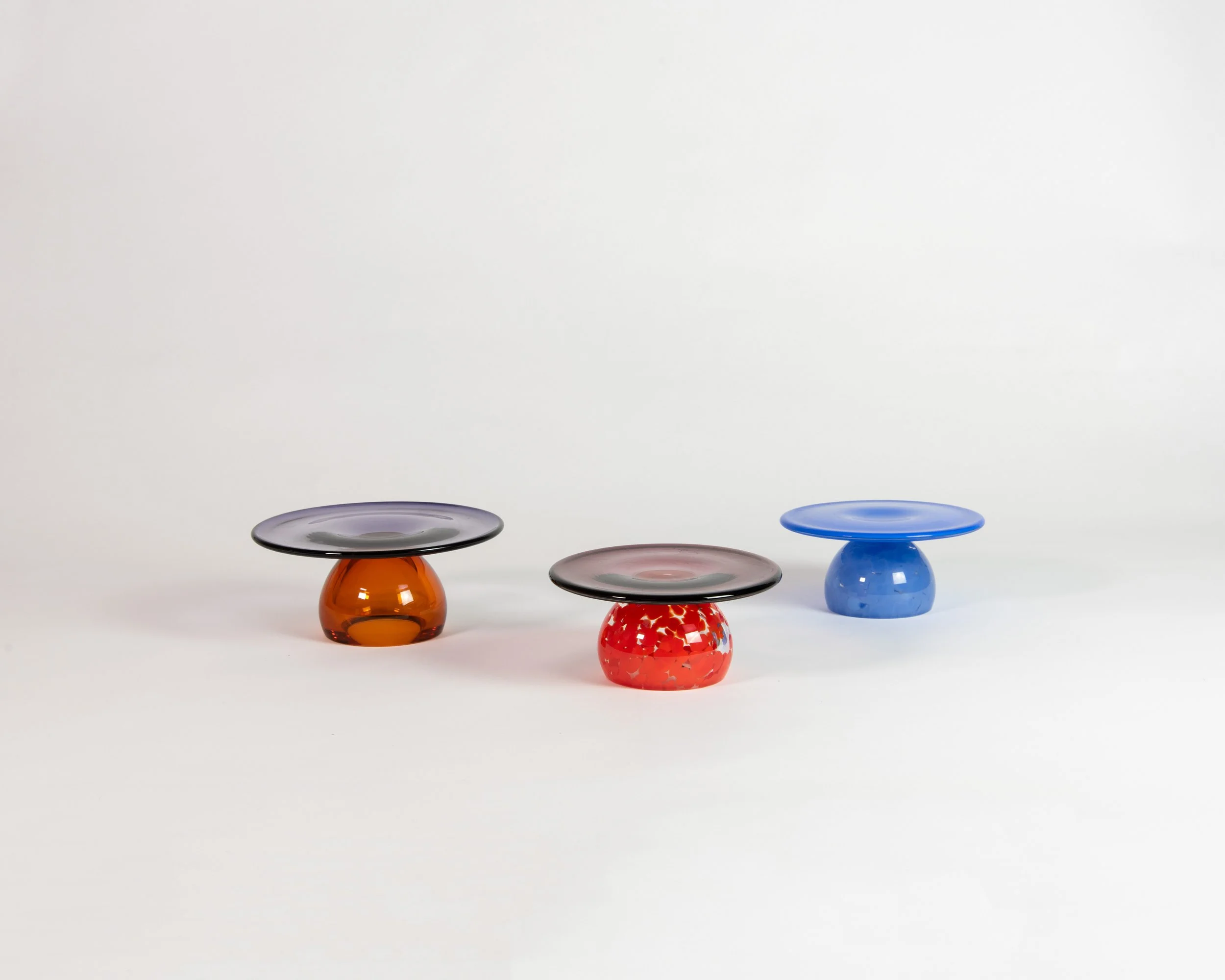 Cake Stand, handmade glass, Meadow colour, mini size (Copy)