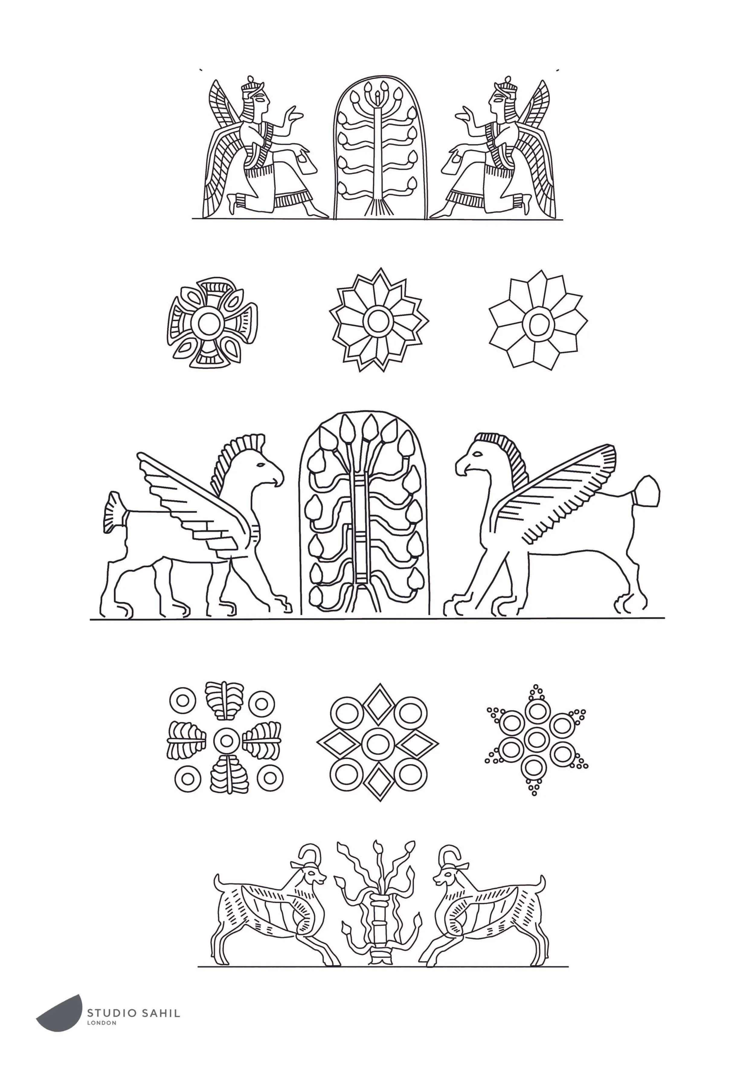 Page from the colouring book based on museum's permanent Urartu artifacts collection