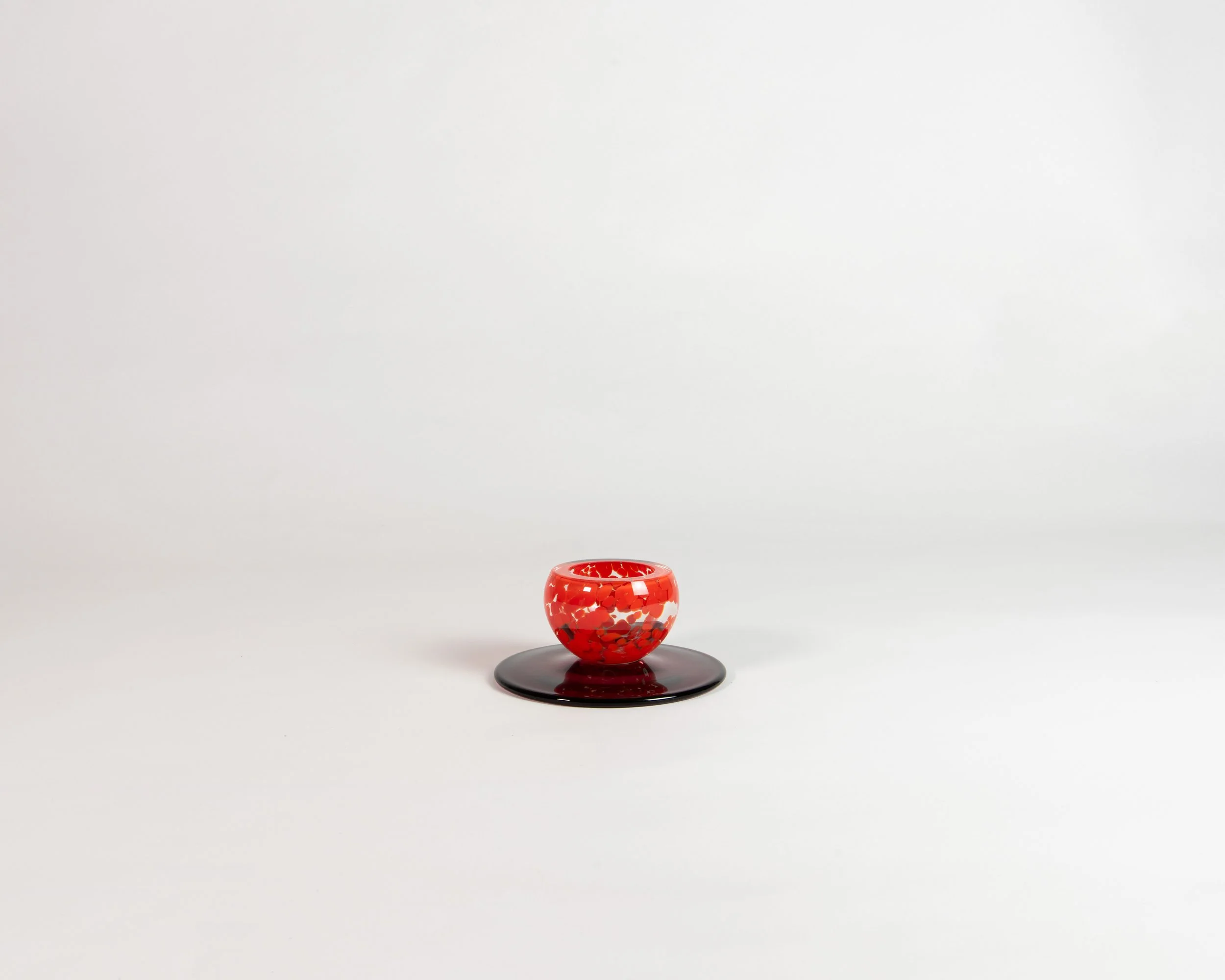 Cake Stand, handmade glass, Meadow colour, mini size
