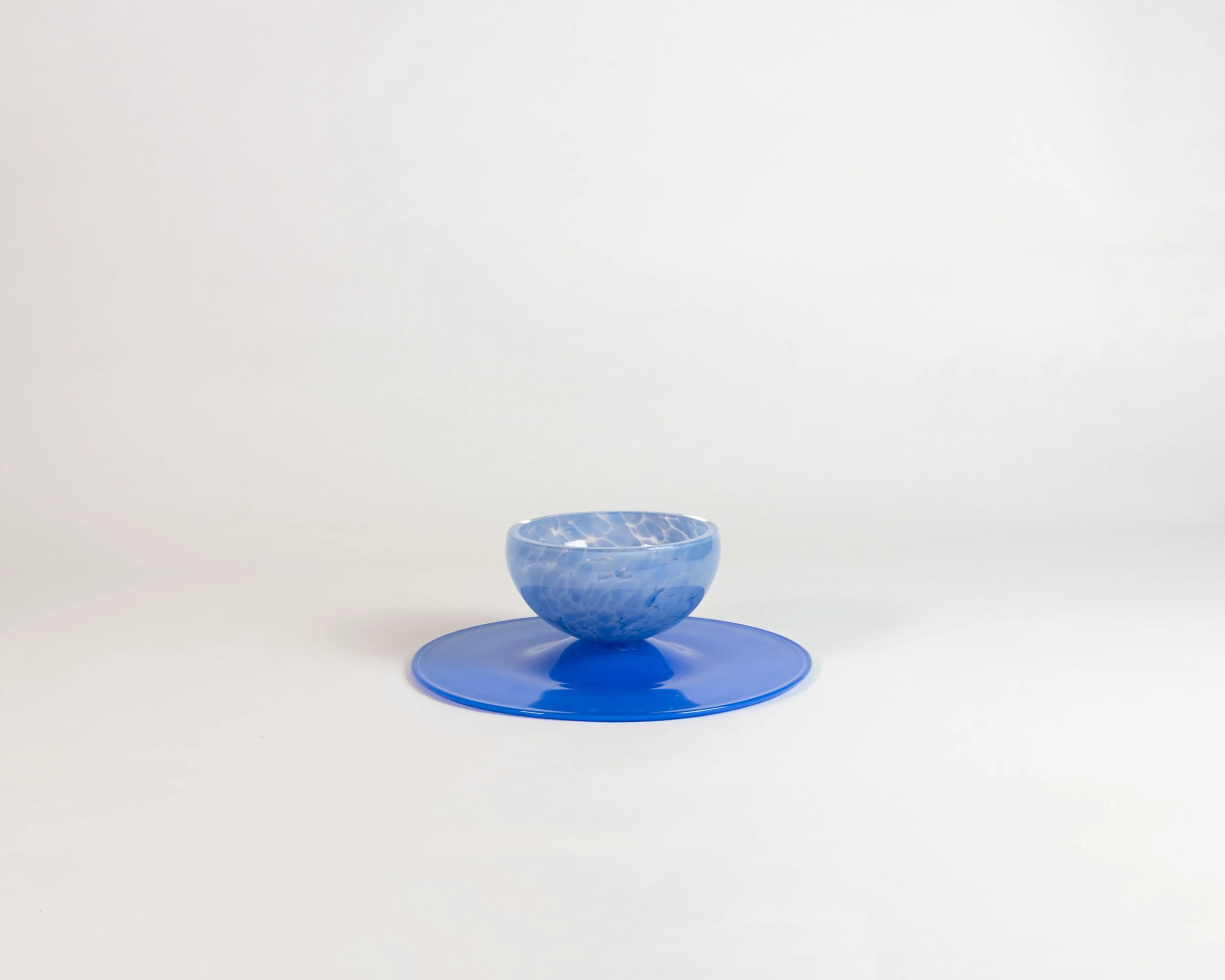 Cake Stand, handmade glass, seascape colour, regular size