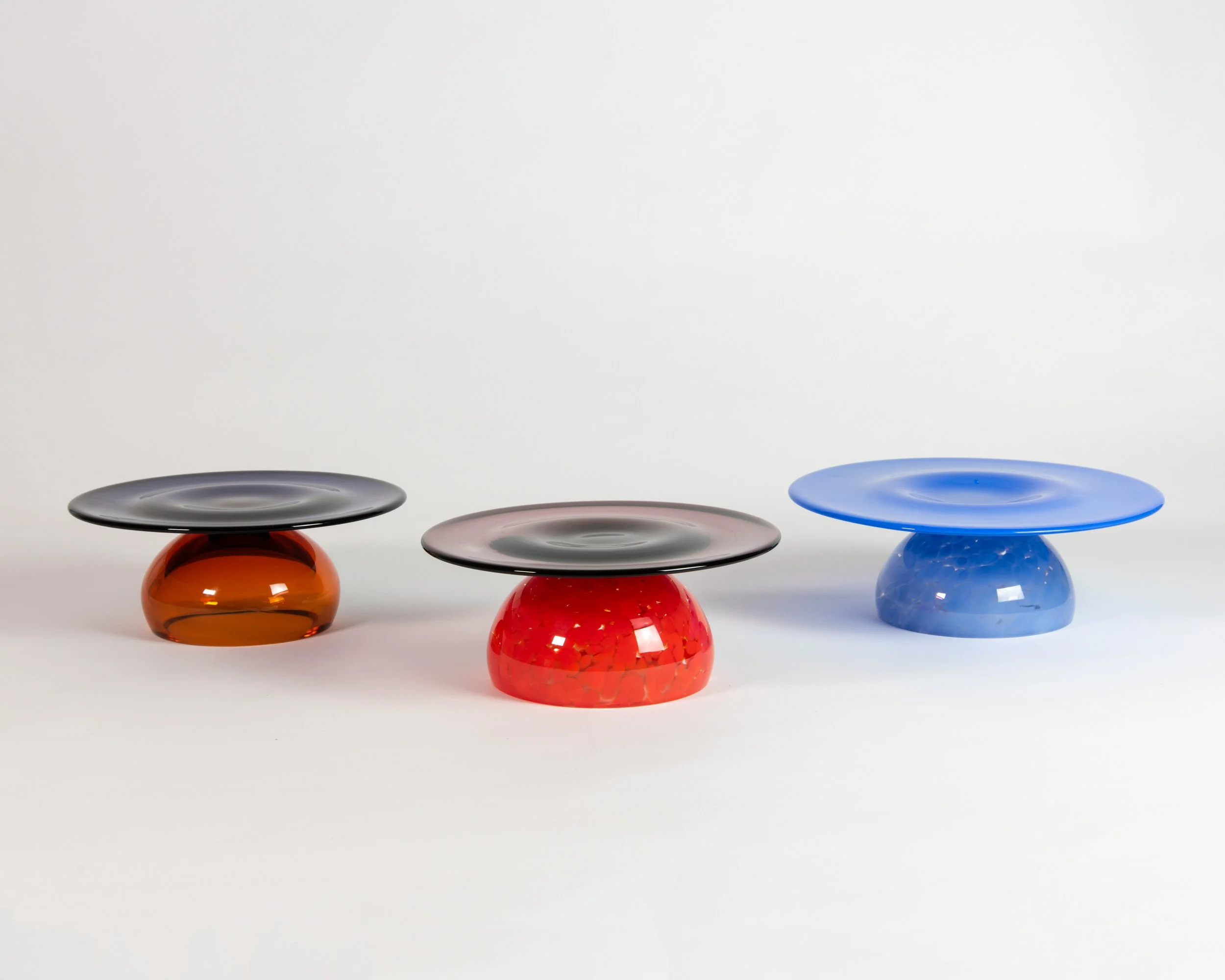 Cake Stand, handmade glass, Sunset colour, regular size