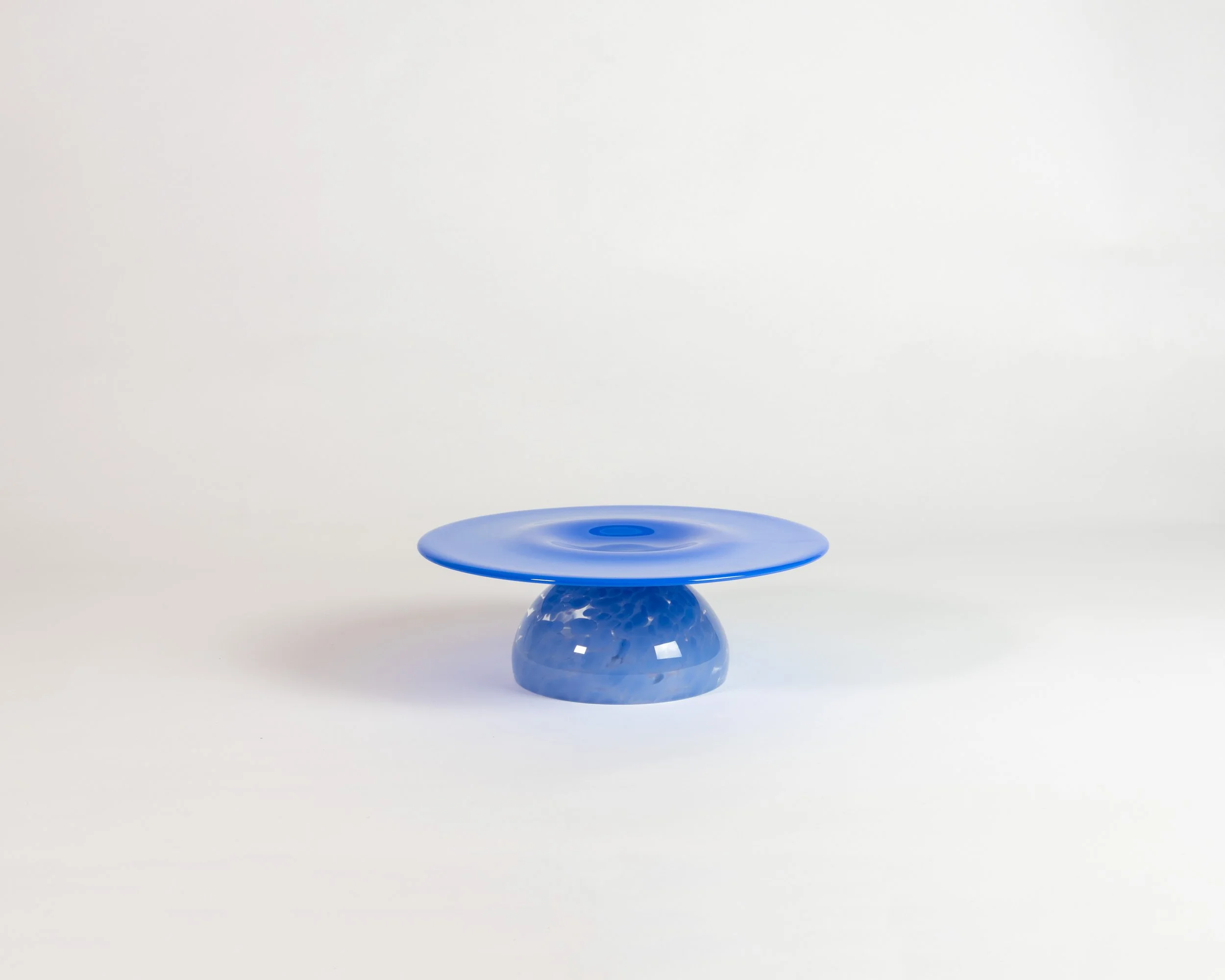Cake Stand, handmade glass, seascape colour, regular size