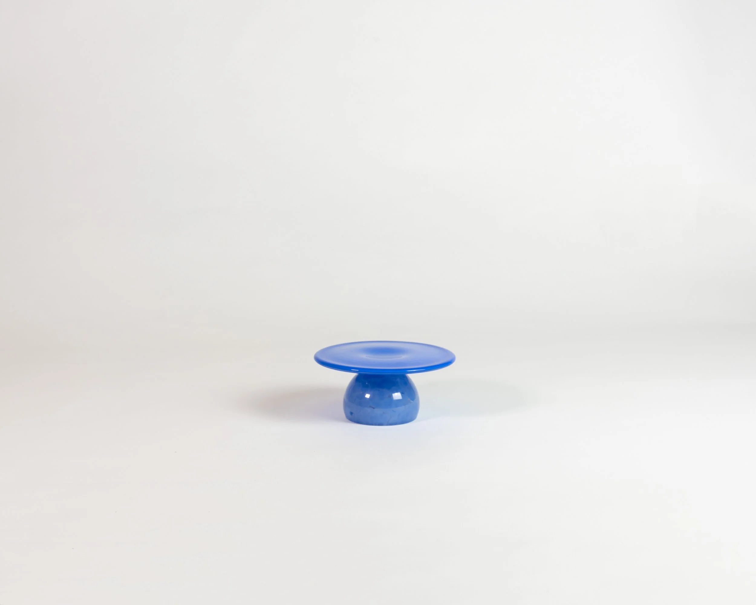 Cake Stand, handmade glass, seascape colour, mini size
