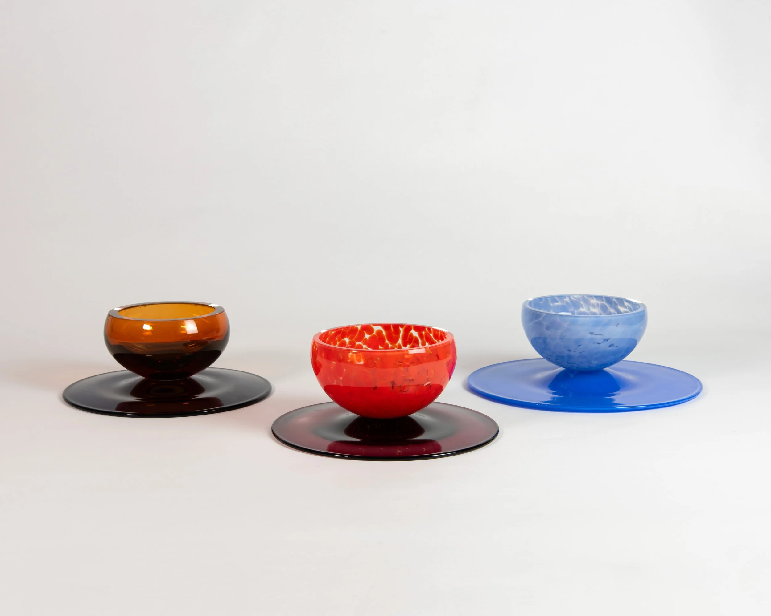 Cake Stand, handmade glass, Sunset colour, regular size