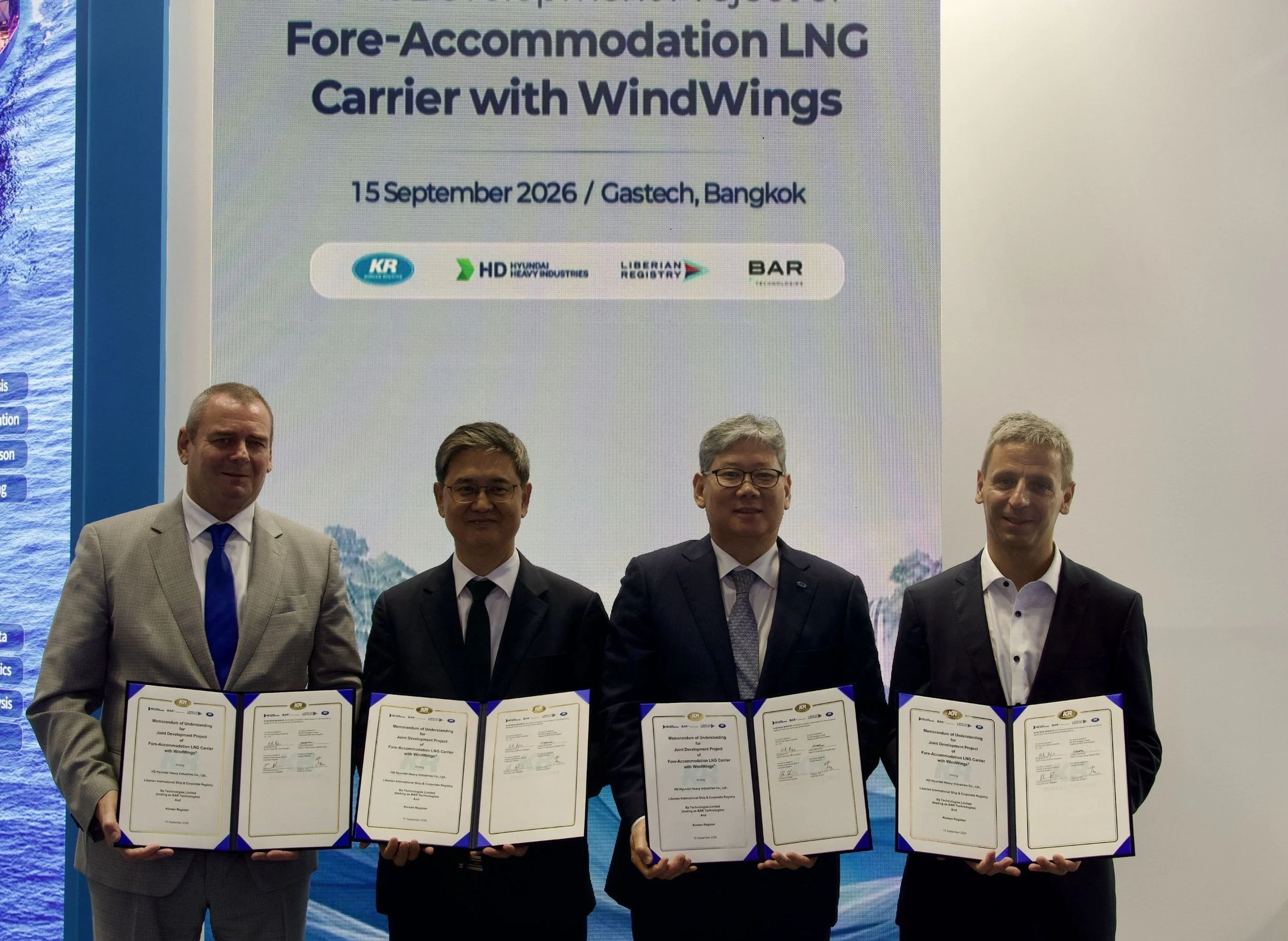 KR, HD HHI, BAR Technologies and Liberian Registry join forces on wind-assisted LNG carrier