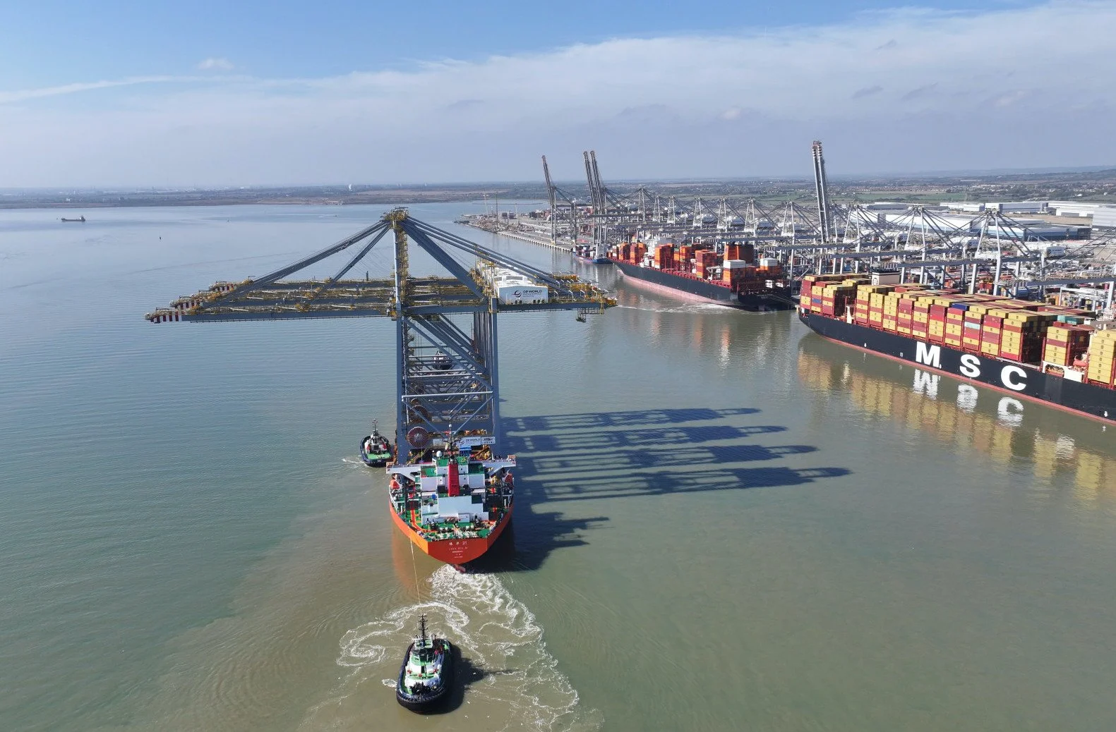 Four of Europe’s largest quay cranes arrive at DP World’s UK ports