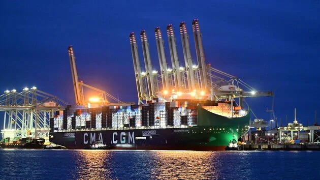 Maiden call of the CMA CGM Notre Dame in Rotterdam