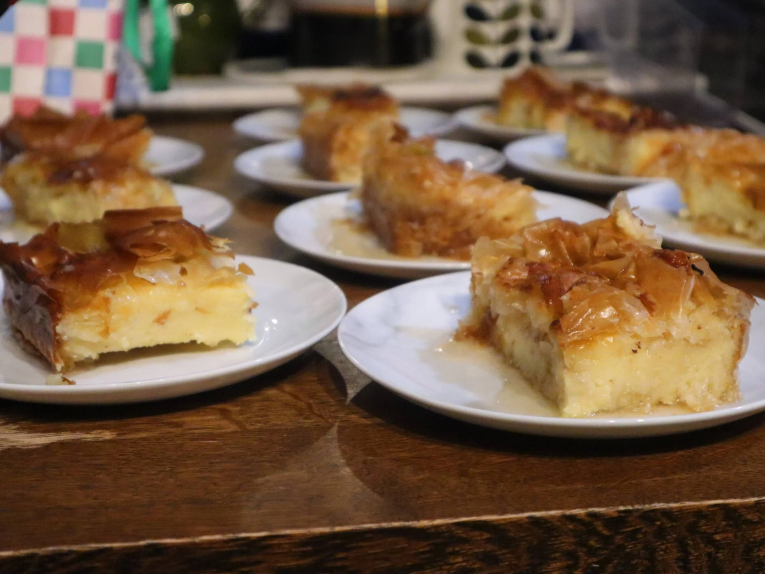 Greek galaktoboureko with syrup-soaked filo pastry and silky custard.