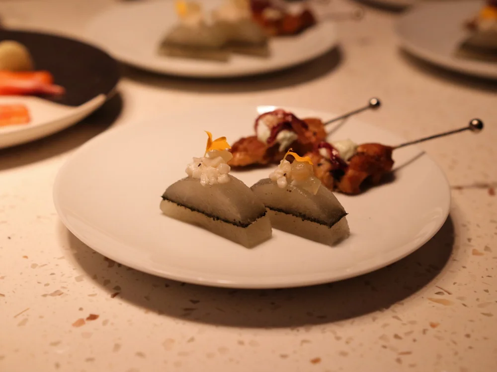 Green leaf ravioli canapés prepared by Greek Tings
