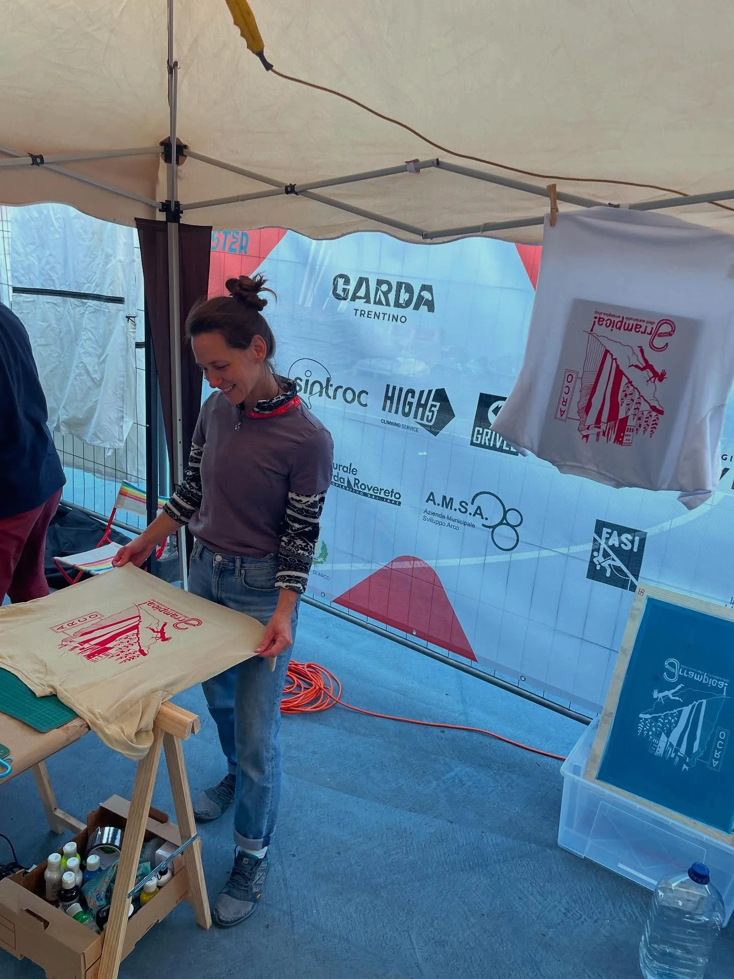 First  print by @studio_gallesa for @arrampica.it for a fearless climber we met at the Climbing Village today!  @rockmasterfestival  #climbing #arco #printing #trentino
