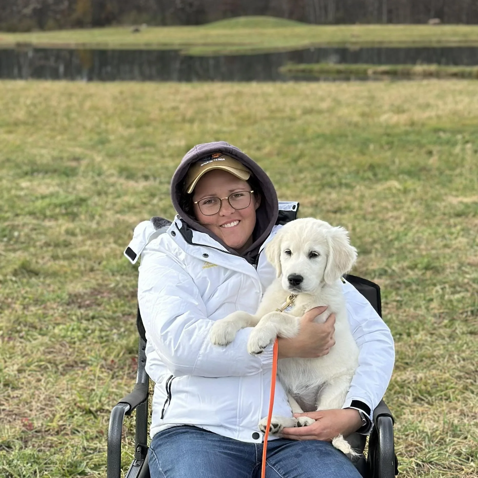 Top U.S. dog trainer Megan Richardson with service retriever