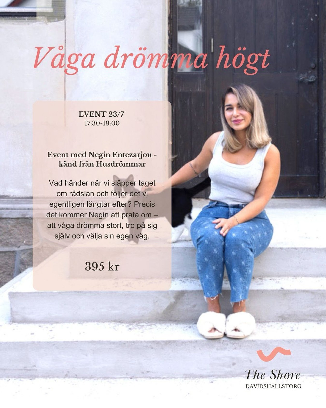 EVENT 23/7
Den 23 juli kl. 17:30–19:00 gästas vi av inspirerande Negin Entezarjou – känd från Husdrömmar + @rabygods och älskad för sin modiga energi och förmåga att välja hjärtats v&aum