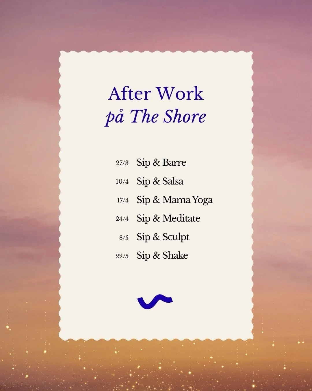 FREDAGSFEELING P&Aring; THE SHORE
AW-ish, fast lite b&auml;ttre.🤗 
Vi har skapat en serie med h&auml;rliga afterworks, tappade i en n&aring;got annorlunda form. Vi t&auml;nker inte bara gott i glaset utan vill g&auml;rna addera en rolig upplevelse, 