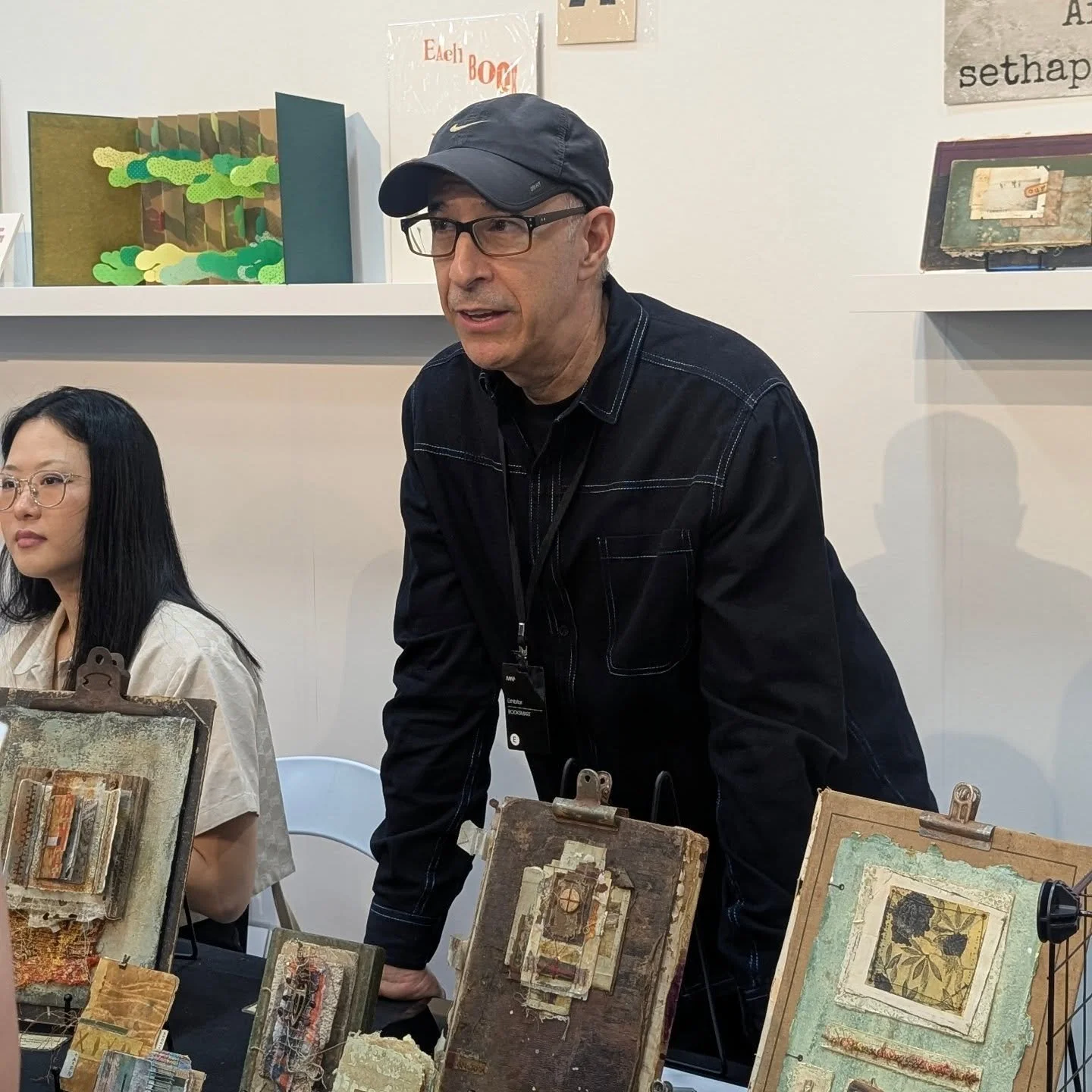 It was very nice to be a guest of @sethapter at @artmarketproductions ART on PAPER NYC Art Fair at P36. A special moment when the kind staff of @shoestringpressny printed the #artonpapernyc logo on my t-shirt . The fair runs till tomorrow Sunday S