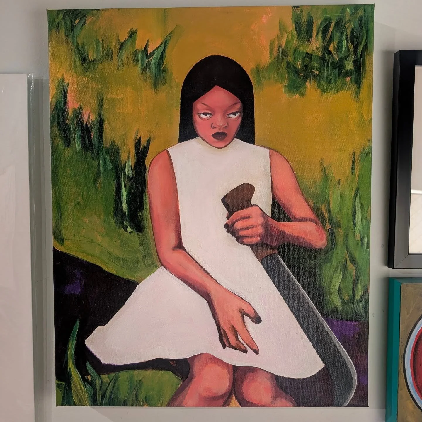 I am so pleased to have acquired;
'Re: Gauguin', 20x16" Acrylic on canvas. 
@jailiramirezart art is wonderful visually and is packed with narratives that explore a variety of interesting and sensitive topics.  I am proud to support her vision an