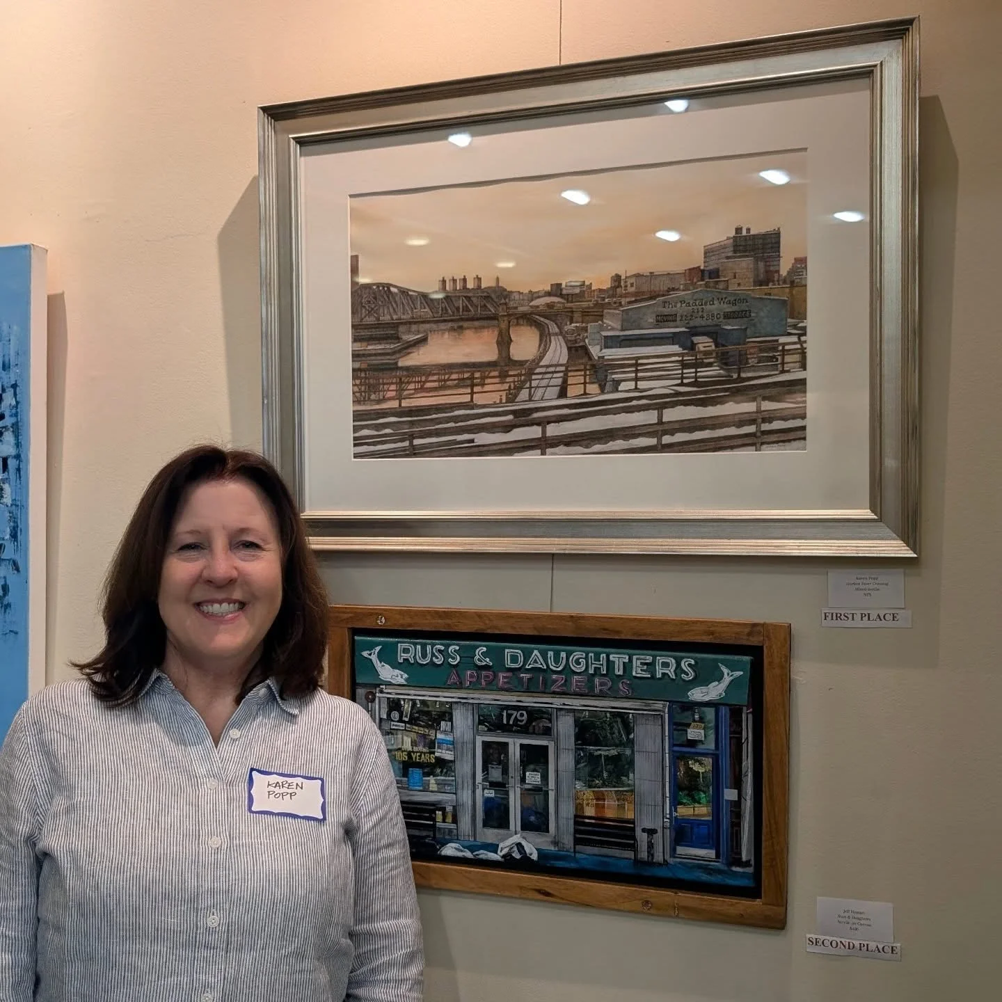 Congratulations to @karenlacypopp for her first prize work at @ferglibrary exhibit 'Urban Landscapes' curated by @stamfordartassn .  A wonderful reception and it was so nice to see @editkephoto again now in this show.  I was particularly taken by @jo