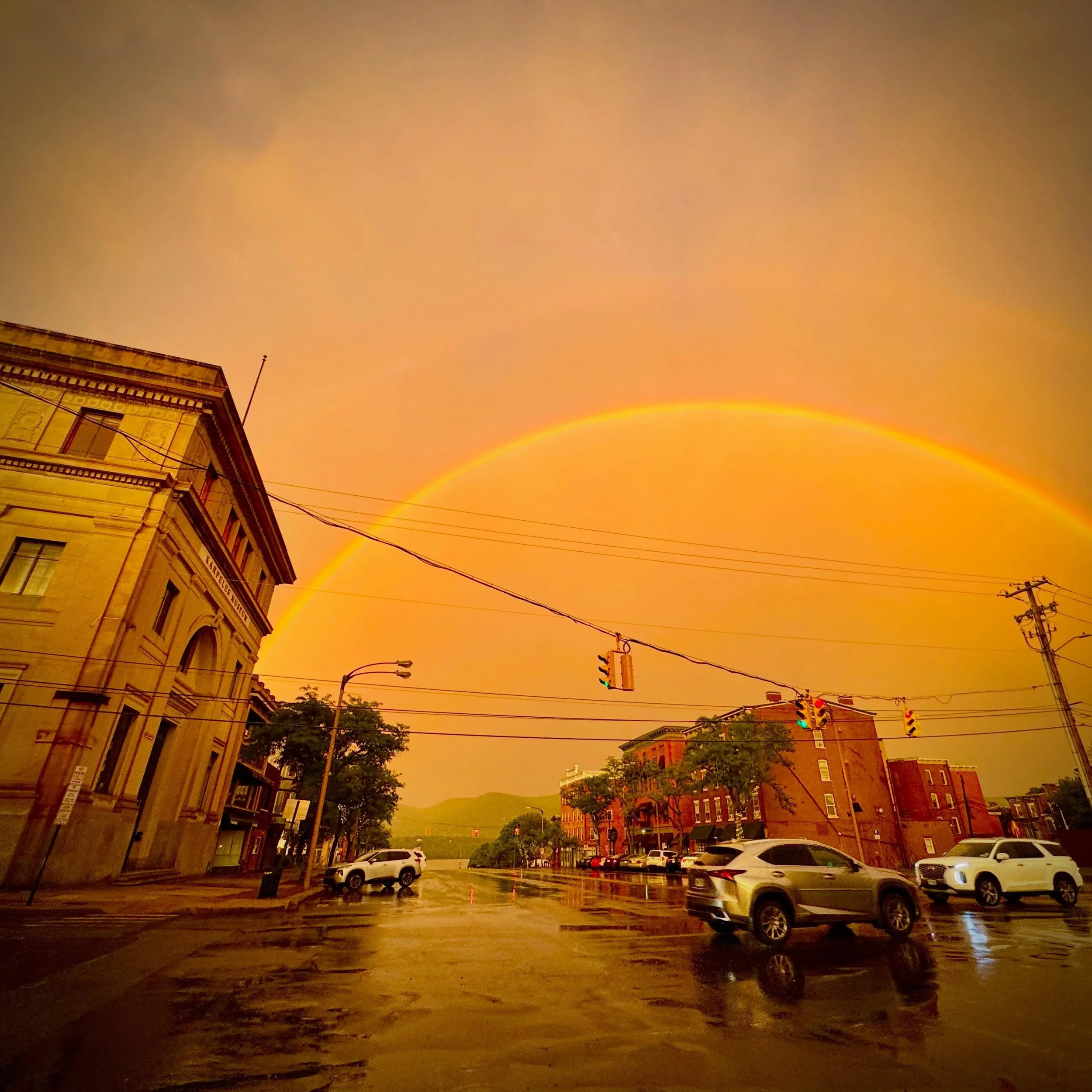 What a fitting way to end day 1. (double rainbow). 

I like to think that I have a special relationship with the sun and even though the cyans created , this weekend, at  @bankartgallery were done under UV lights the rainbow felt  like a nod and wink
