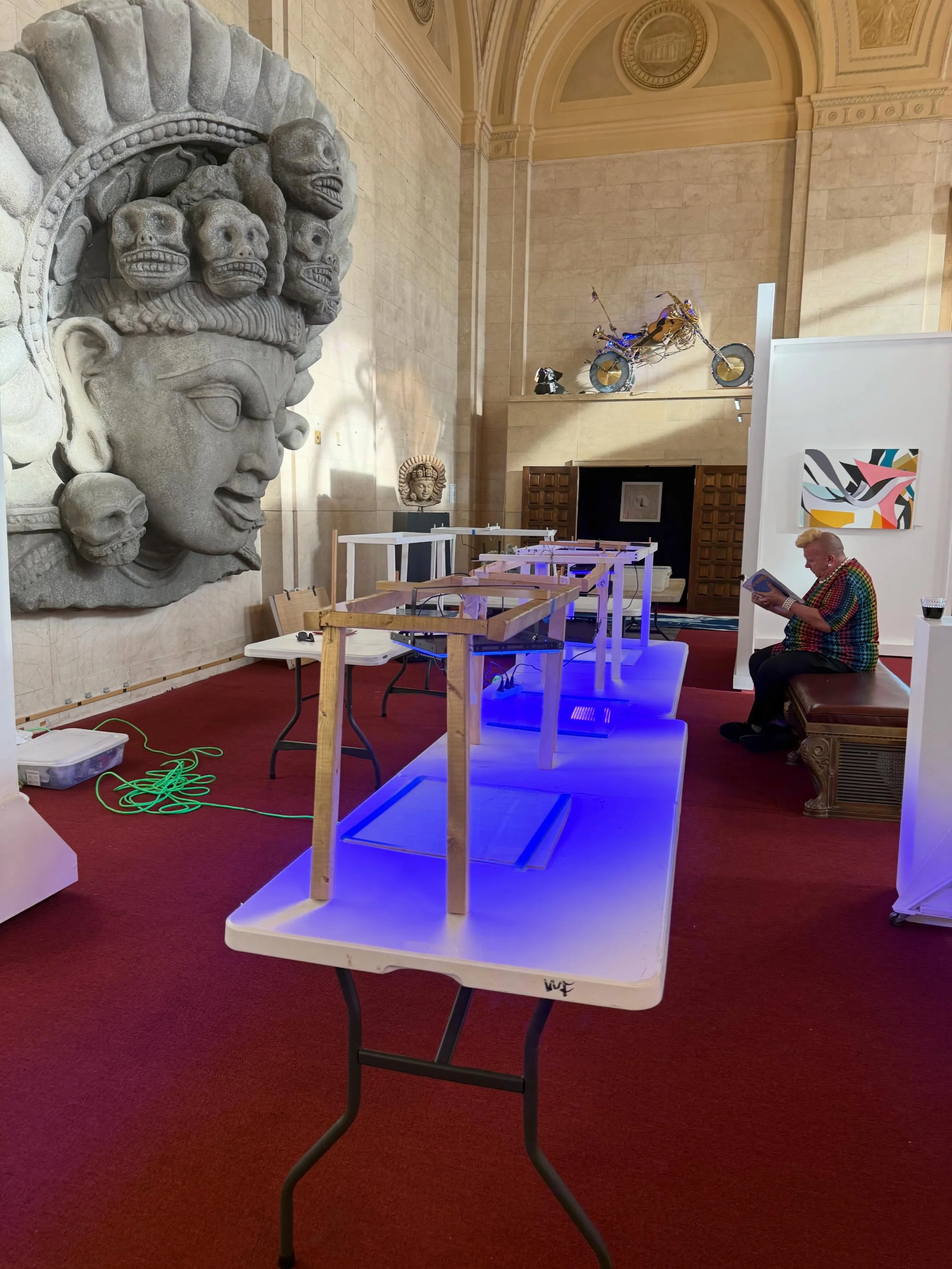The stage is set for tomorrow&rsquo;s cyan workshop at @bankartgallery.  2-4pm.  Newburgh NY.  Very excited to share the process.  Should be lots of fun!  And while you are in the neighborhood also visit, less than 2 blocks away, &lsquo;Code Girl&rsq