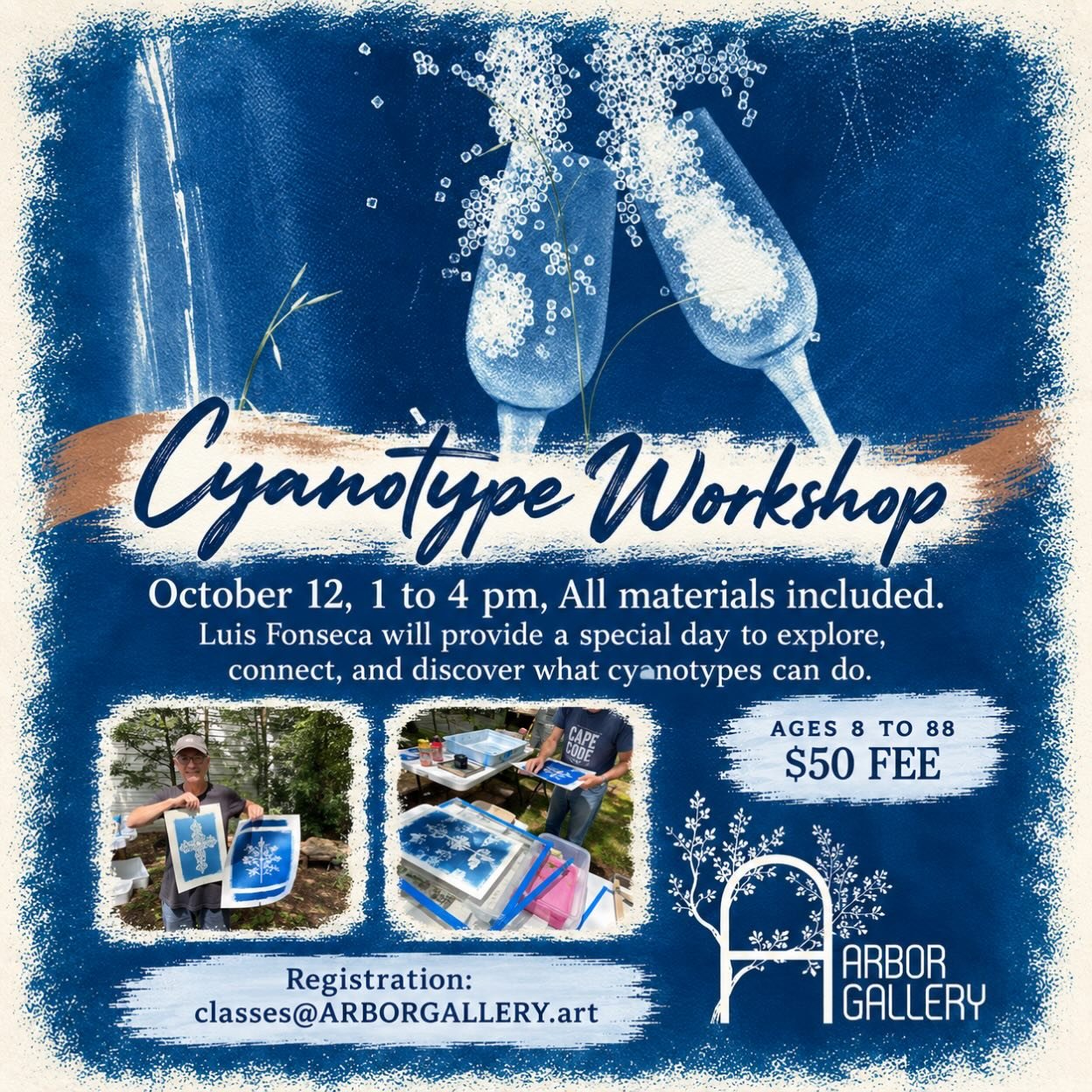 Just over a week till the workshop on Monday Oct 12th. Collaborating with and at @arbor.gallery  Carmel, NY

Hope you can make it. 

  Fee:$50 Register/RSVP: classes@arborgallery.art

#cyanotypeprocess 
#cyanotypeworkshop
#putnamcountyarts
#artmaking
