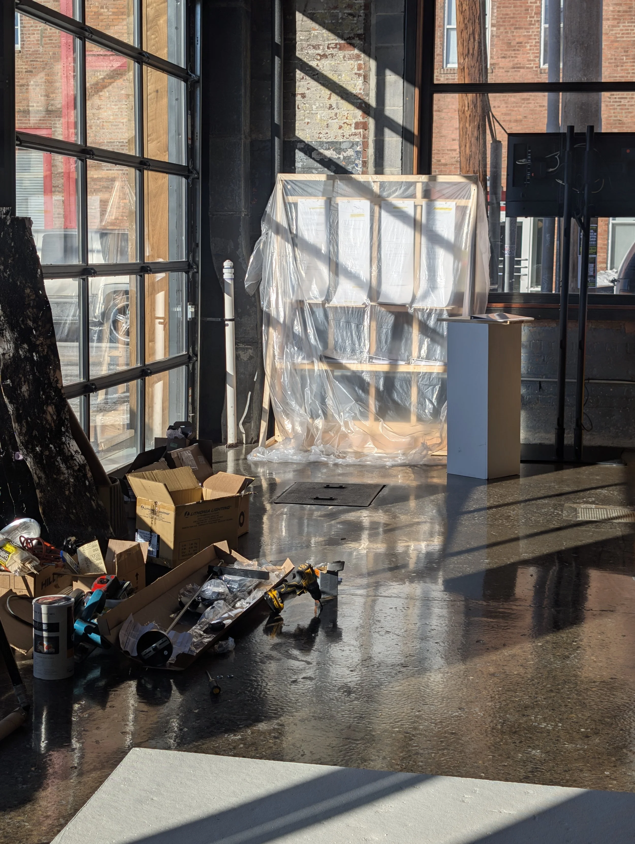 Under wraps getting ready for opening