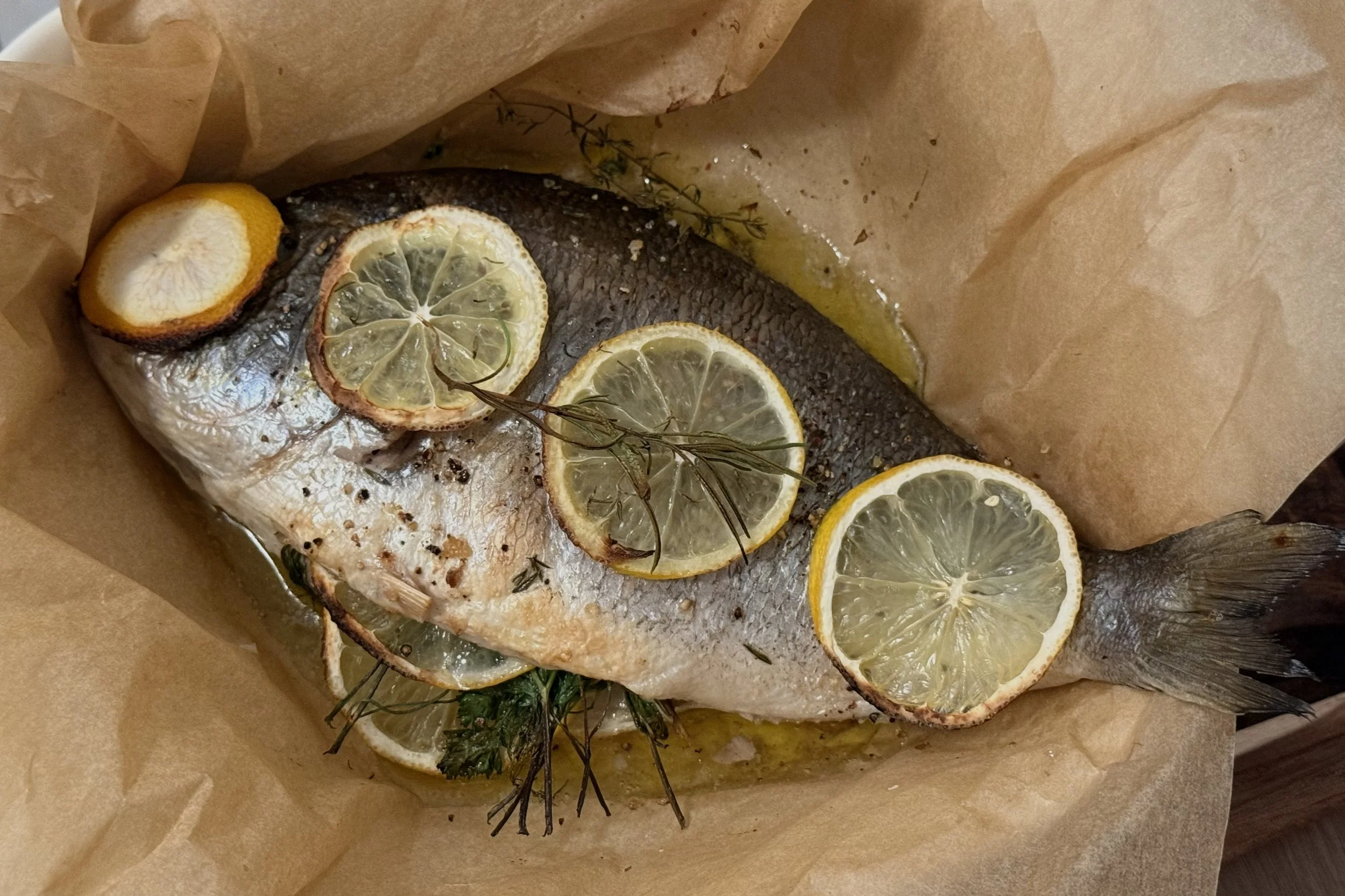 Dorade Royale aux Herbes: Sea Bream with Herbs and Pesto Rice
