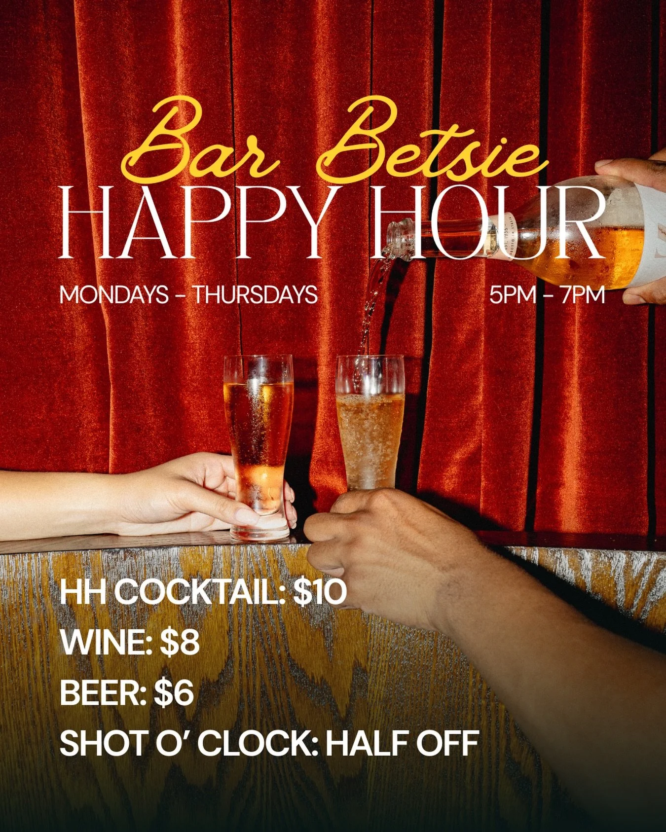 Happy Hour just got better 👀 Introducing our new HH Cocktail Special for $10! Come by &amp; try your new favorite happy hour deal! 🍹

📍Washington, D.C.

Bar Betsie cocktail bar in Washington DC, Trendy cocktail lounge near Union Market DC, Late-ni