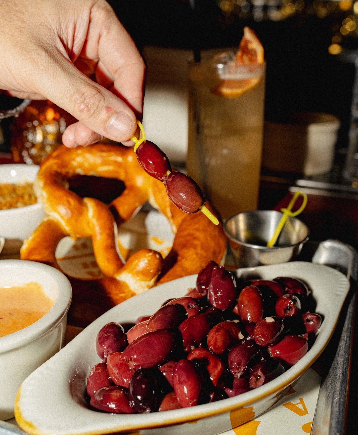 Olives for the classy friend. Pretzel &amp; queso for the comfort lover. Fried pickle dip for the fearless one. Which one are you? 👀

📍Washington, D.C.

Bar Betsie cocktail bar in Washington DC, Trendy cocktail lounge near Union Market DC, Late-nig