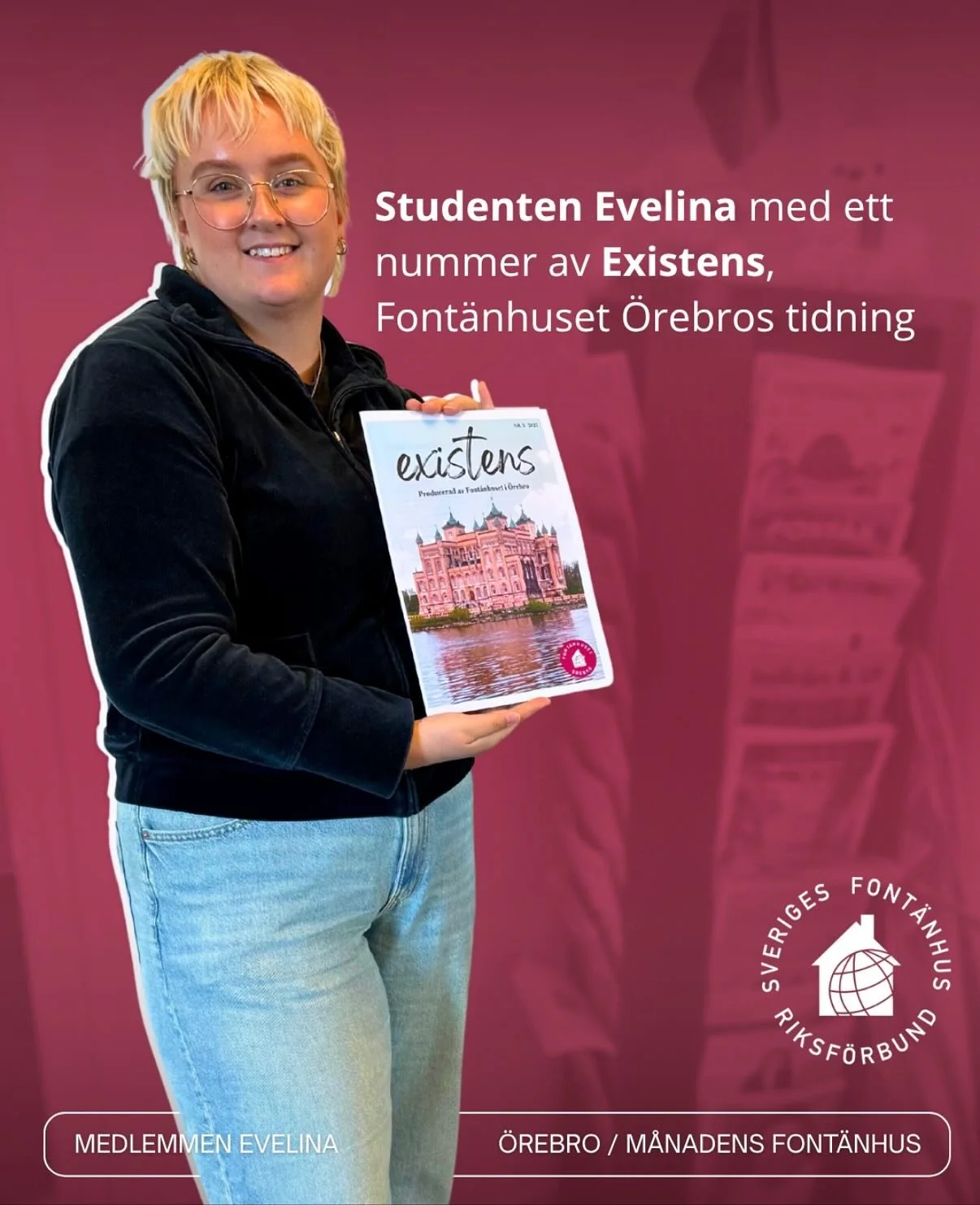 Evelina har varit medlem p&aring; Font&auml;nhuset &Ouml;rebro sedan h&ouml;sten 2024. H&auml;r ber&auml;ttar hon om sin relation till huset:

P&aring; Font&auml;nhuset har jag skapat rutiner. Jag sitter p&aring; studieenheten och l&auml;ser och f&ou