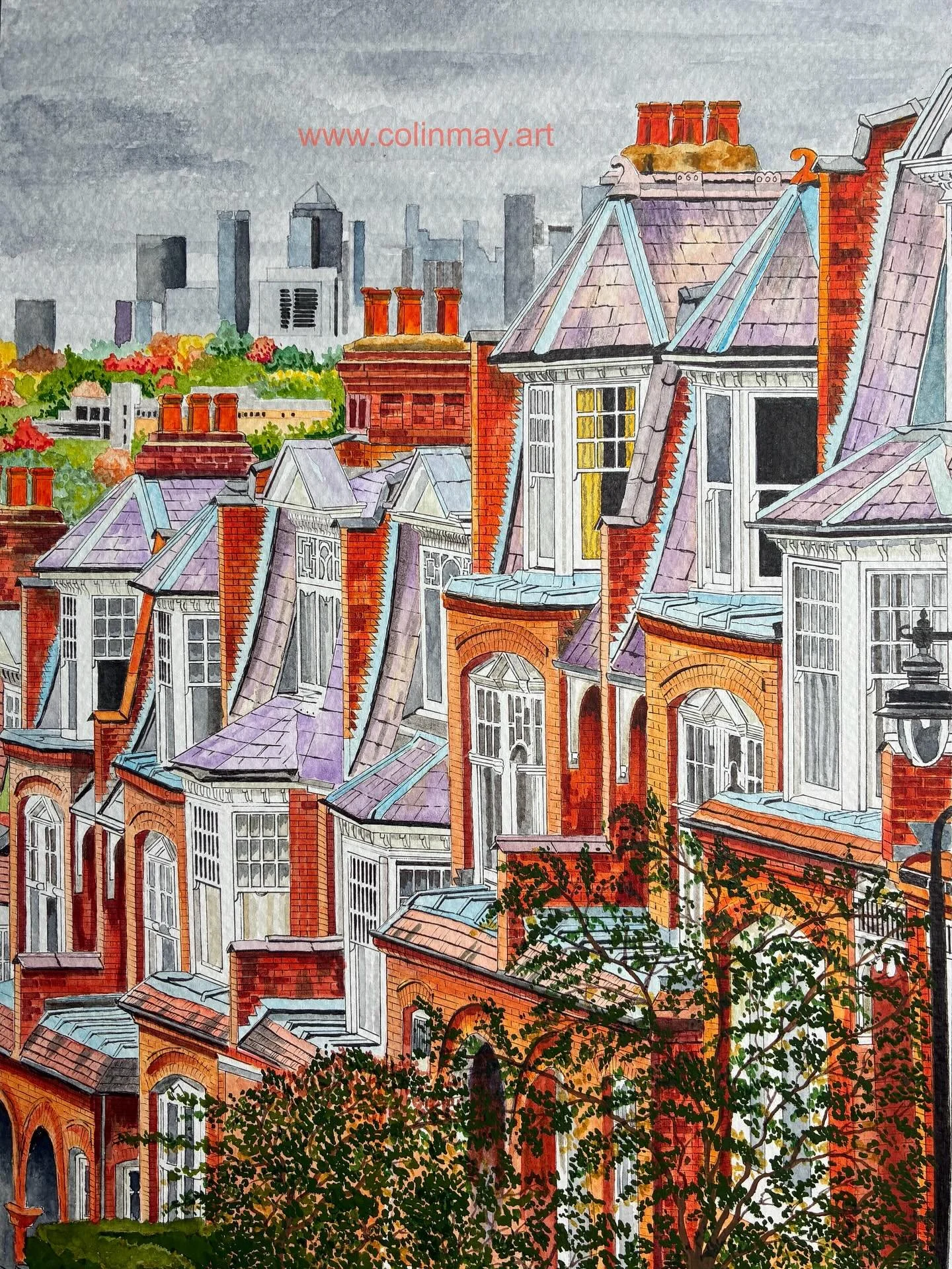 Muswell Hill, London. Canary Wharf in background.